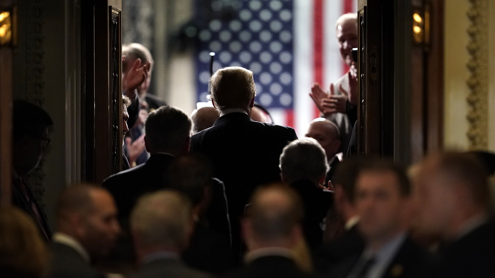 Donald Trump entrando el Congreso para el discurso del Estado de la Unión. (REUTERS/Joshua Roberts)