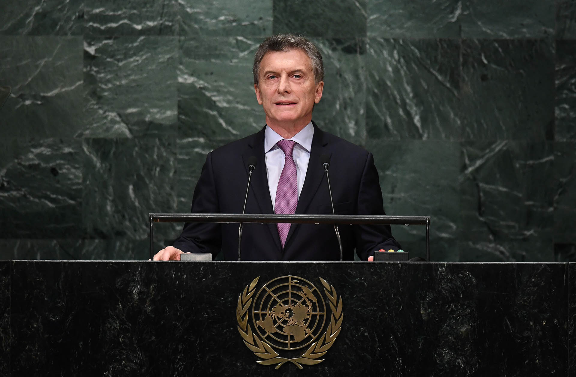 2016. El presidente brinda su alocución durante la 71° Asamblea General de Naciones Unidas.