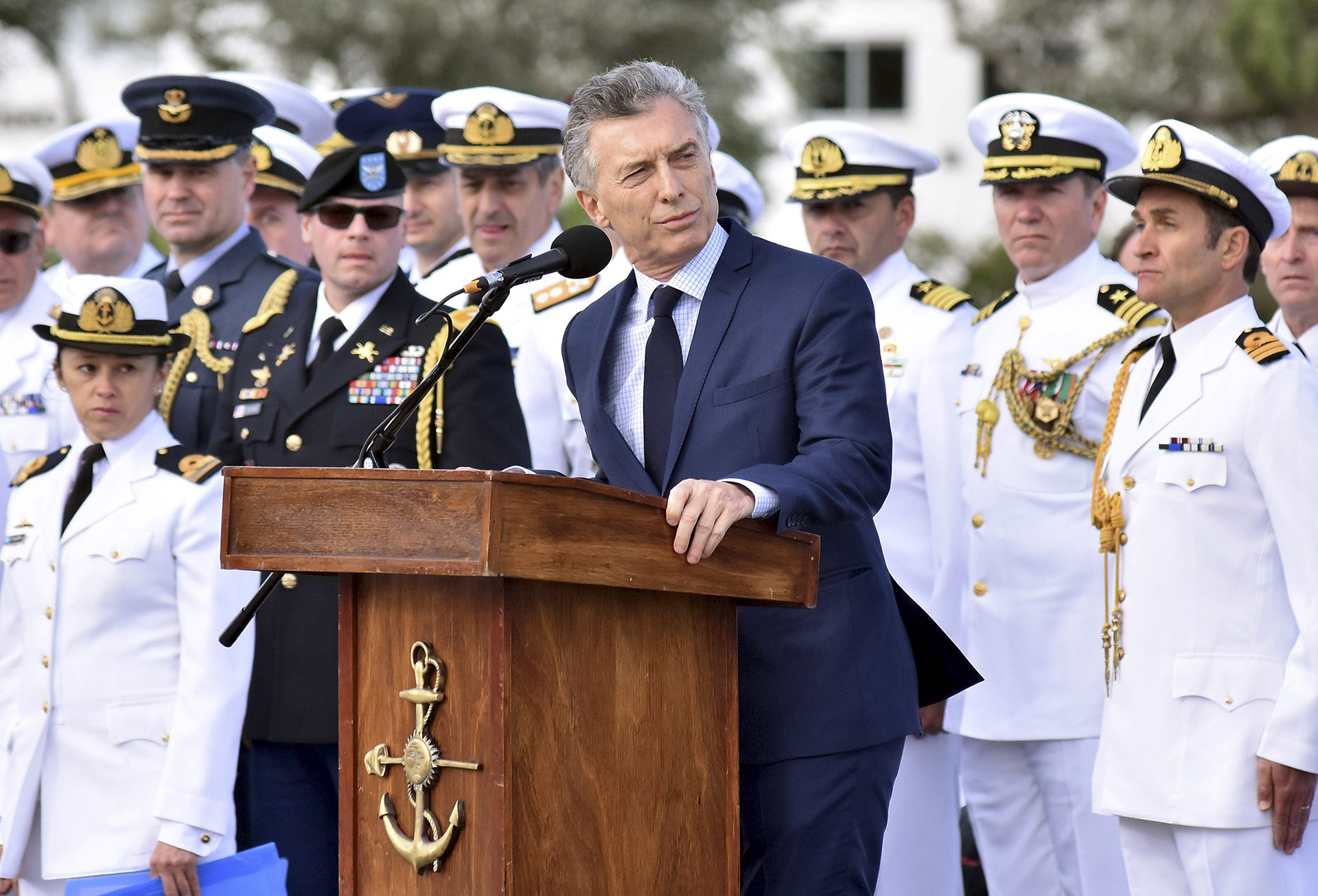 2018. En la ceremonia realizada en la base naval de esta ciudad al cumplirse un año de la desaparición del ARA San Juan.