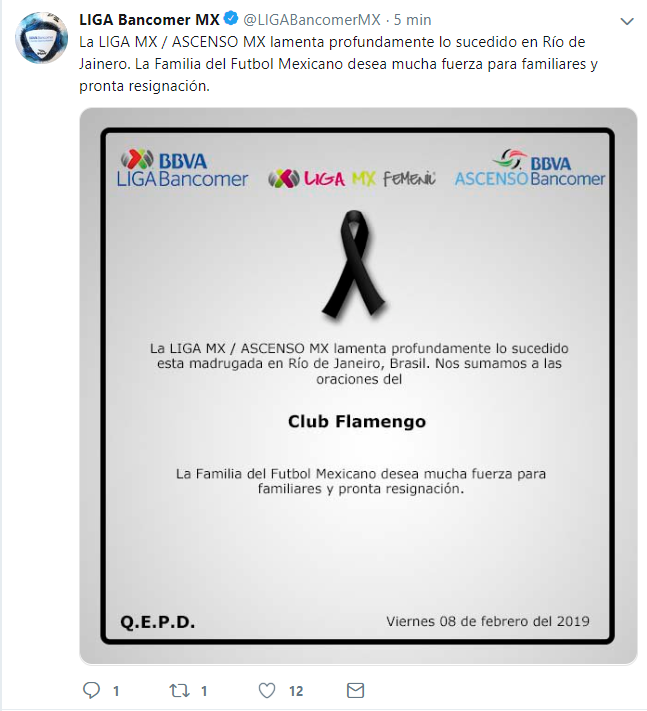 La Liga Bancomer MX también se sumó al luto mundial (Foto: @LIGABancomerMX)