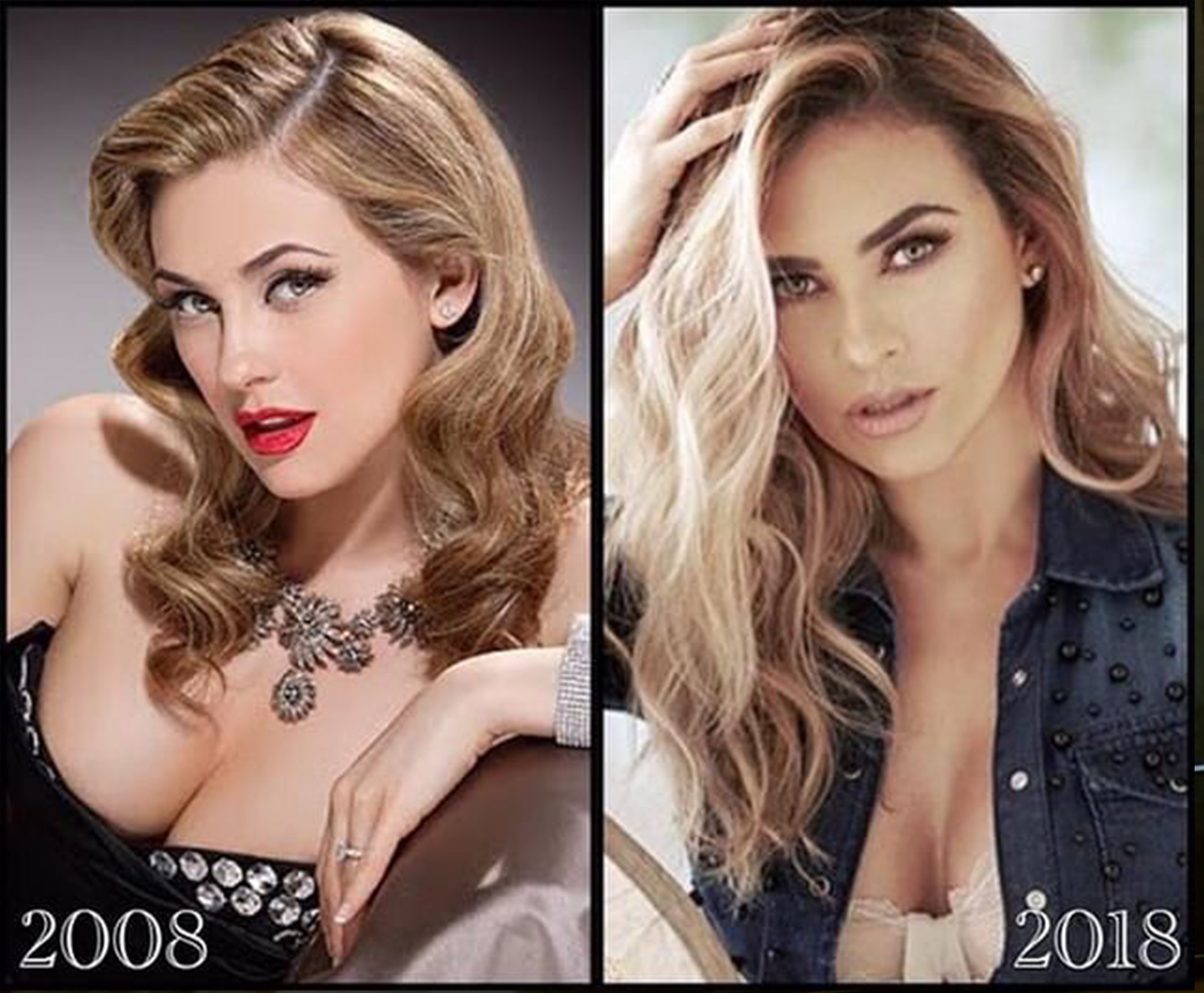 La actriz mexicana hizo su reto #10añoschallenge en su Twitter, en 2008 todavía era pareja del cantante Luis Miguel Foto: (Instagram)
