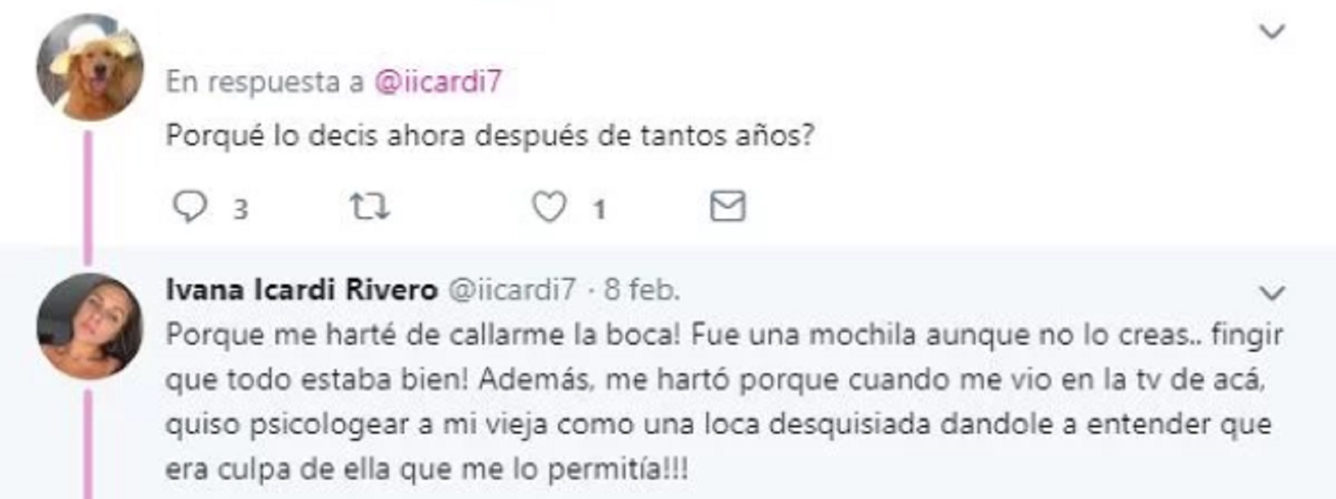 La respuesta de Ivana Icardi a una de sus seguidoras