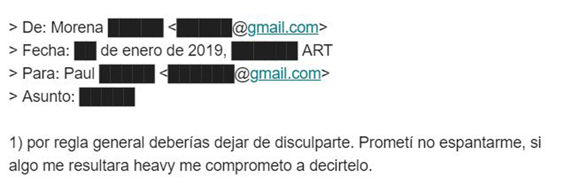 El inicio de uno de los mensajes que aparecen en el último newsletter
