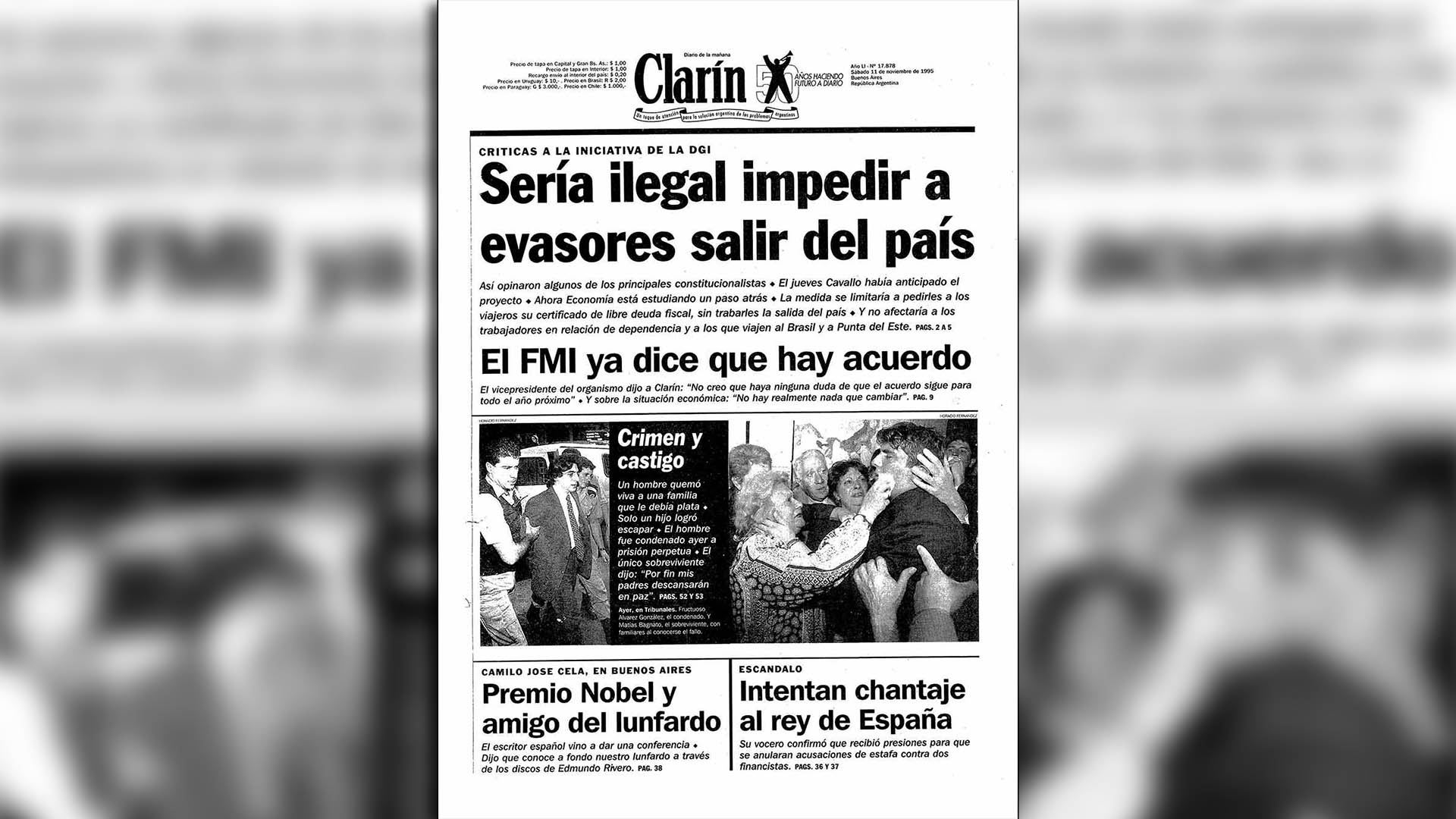 Matías, con 17 años, en la tapa del diario Clarín el día del fallo