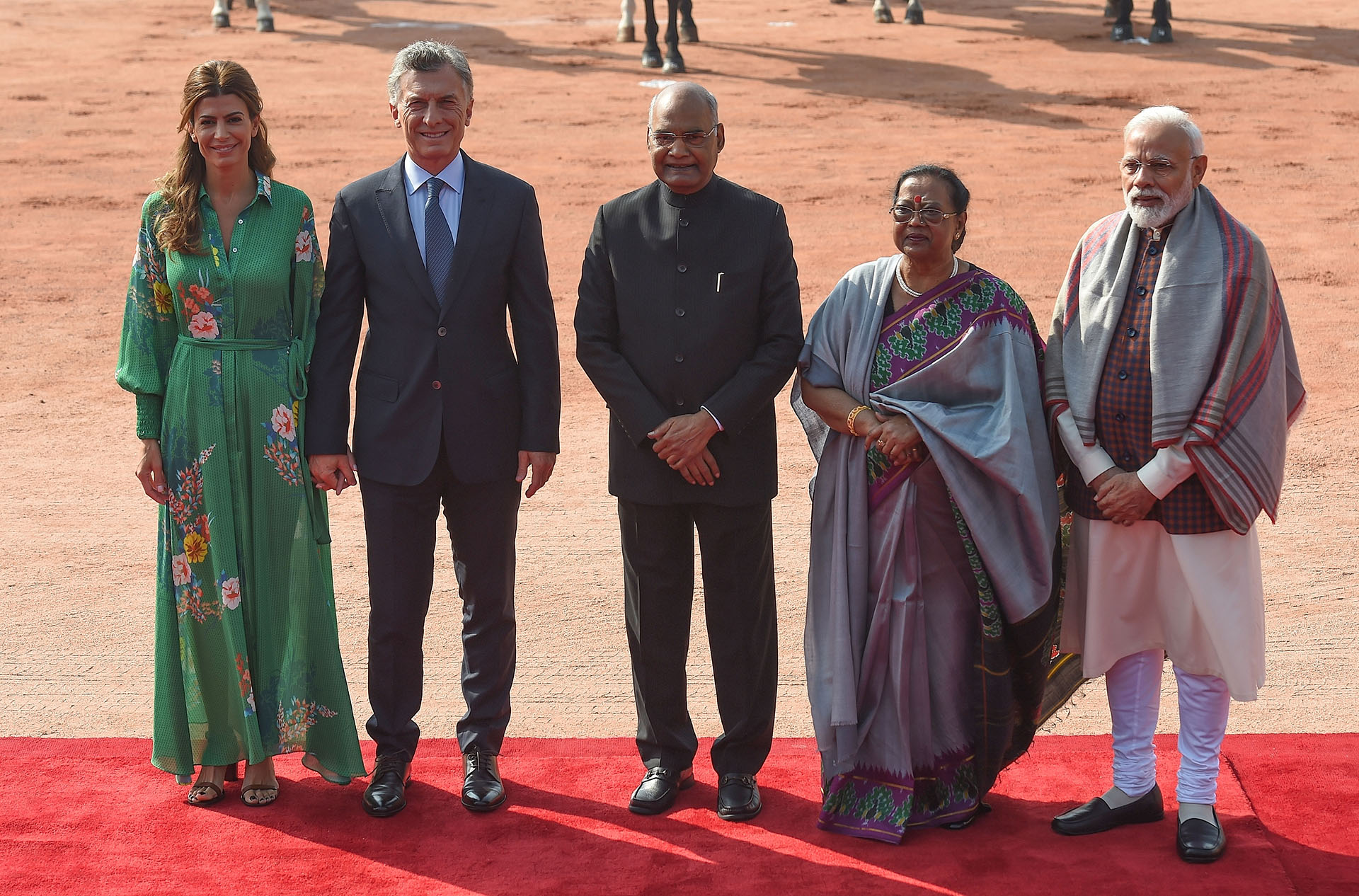 Awada, Macri, Ram Nath Kovind, Savita Kovind -primera dama de India- y Modi