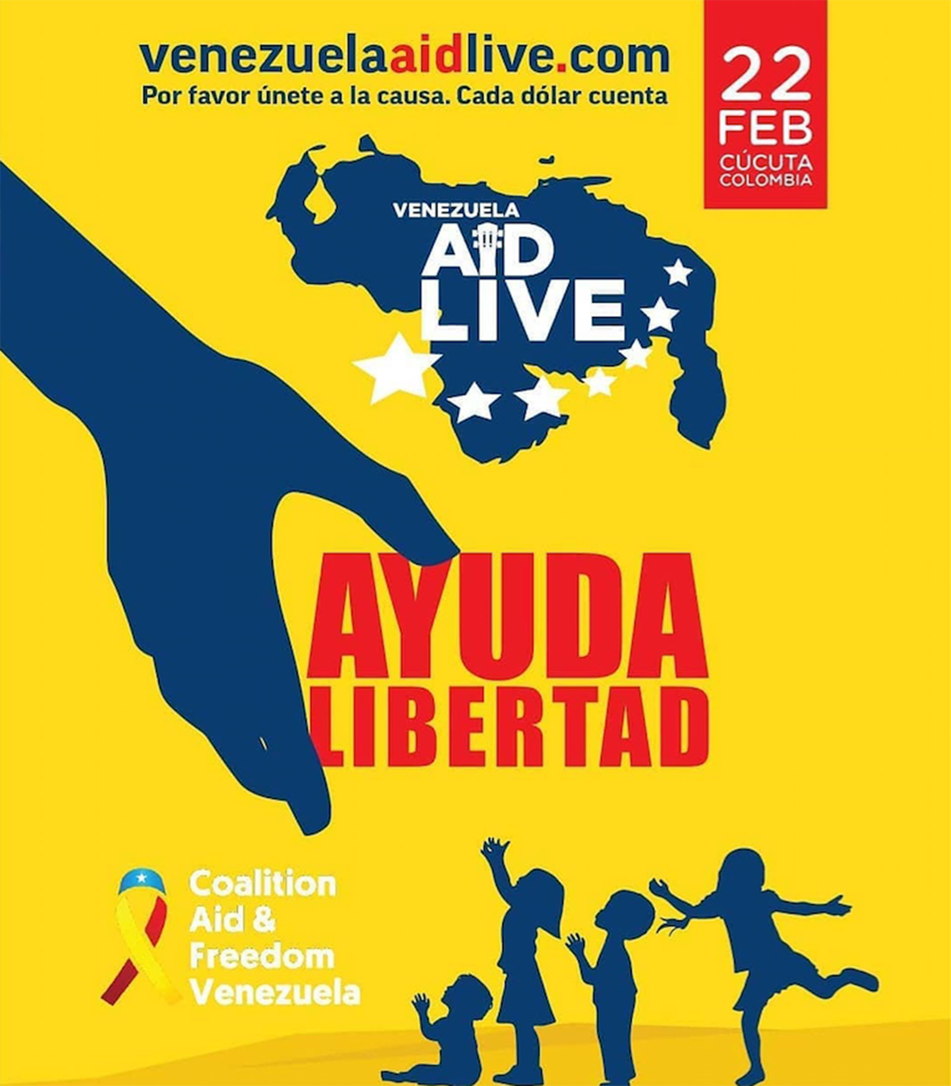 El concierto Venezuela Aid Live tendrá lugar el 22 de febrero en Cúcuta (Colombia).