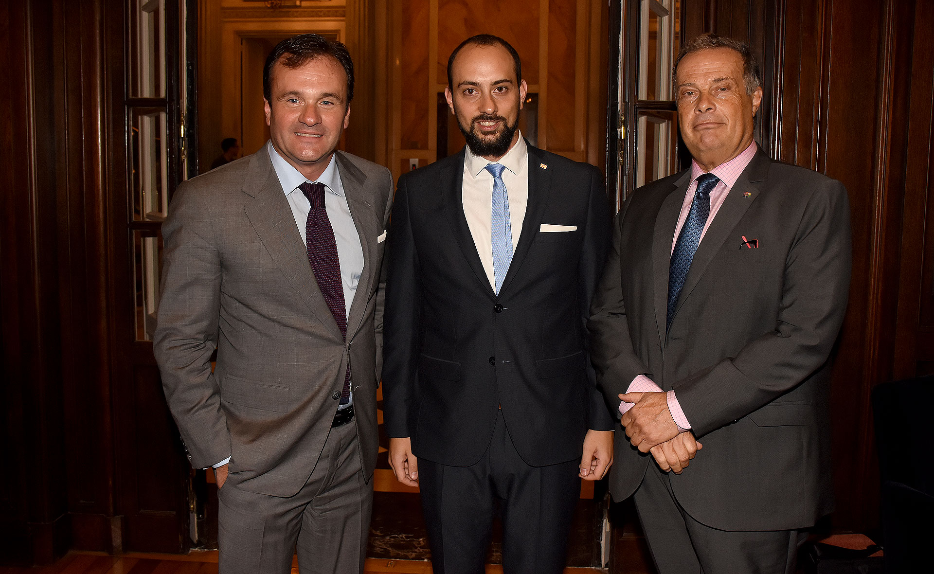 Juan Pablo Maglier, el director de Relaciones Institucionales de La Rural, Ezequiel Herszage, asesor de presidencia de Irsa y Marcelo Taussik, vicepresidente 2 de la DAIA