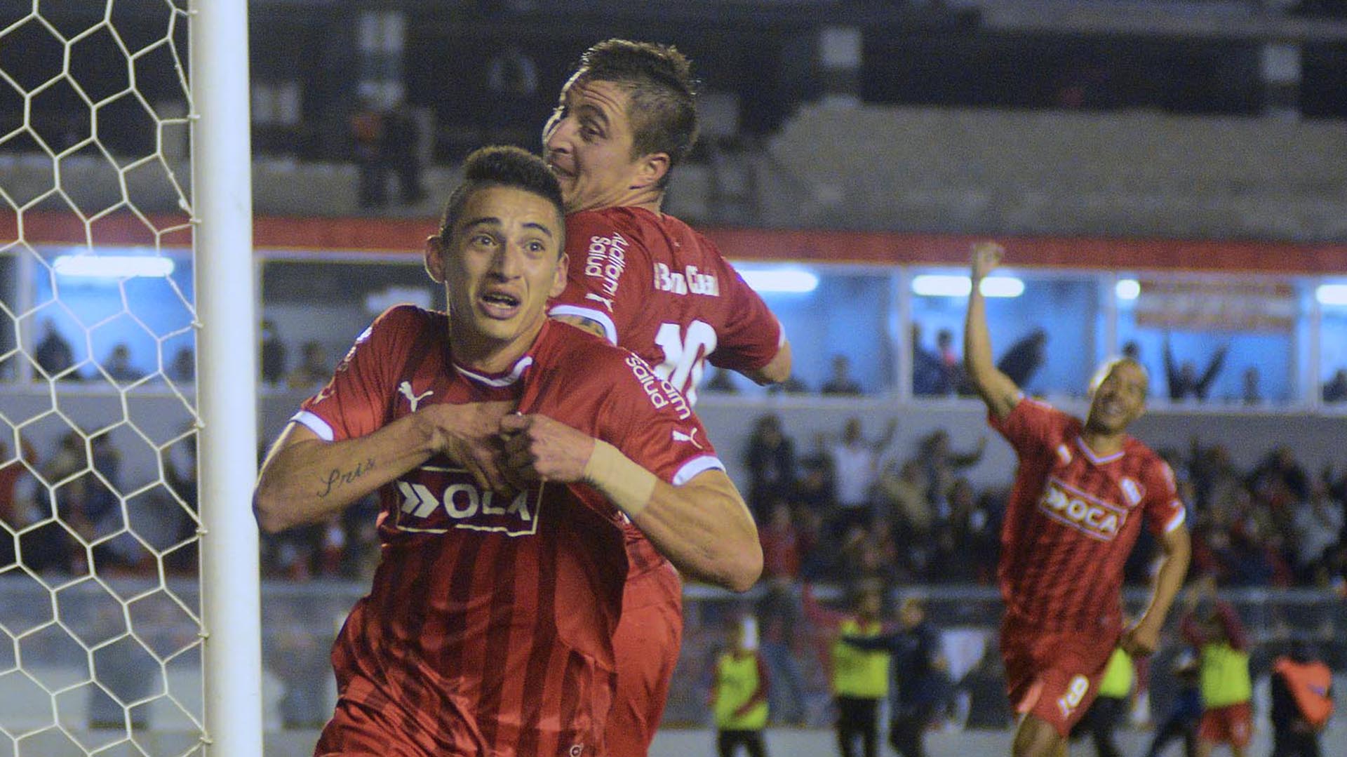 Juan Manuel Trejo celebra un gol con Independiente (NA)