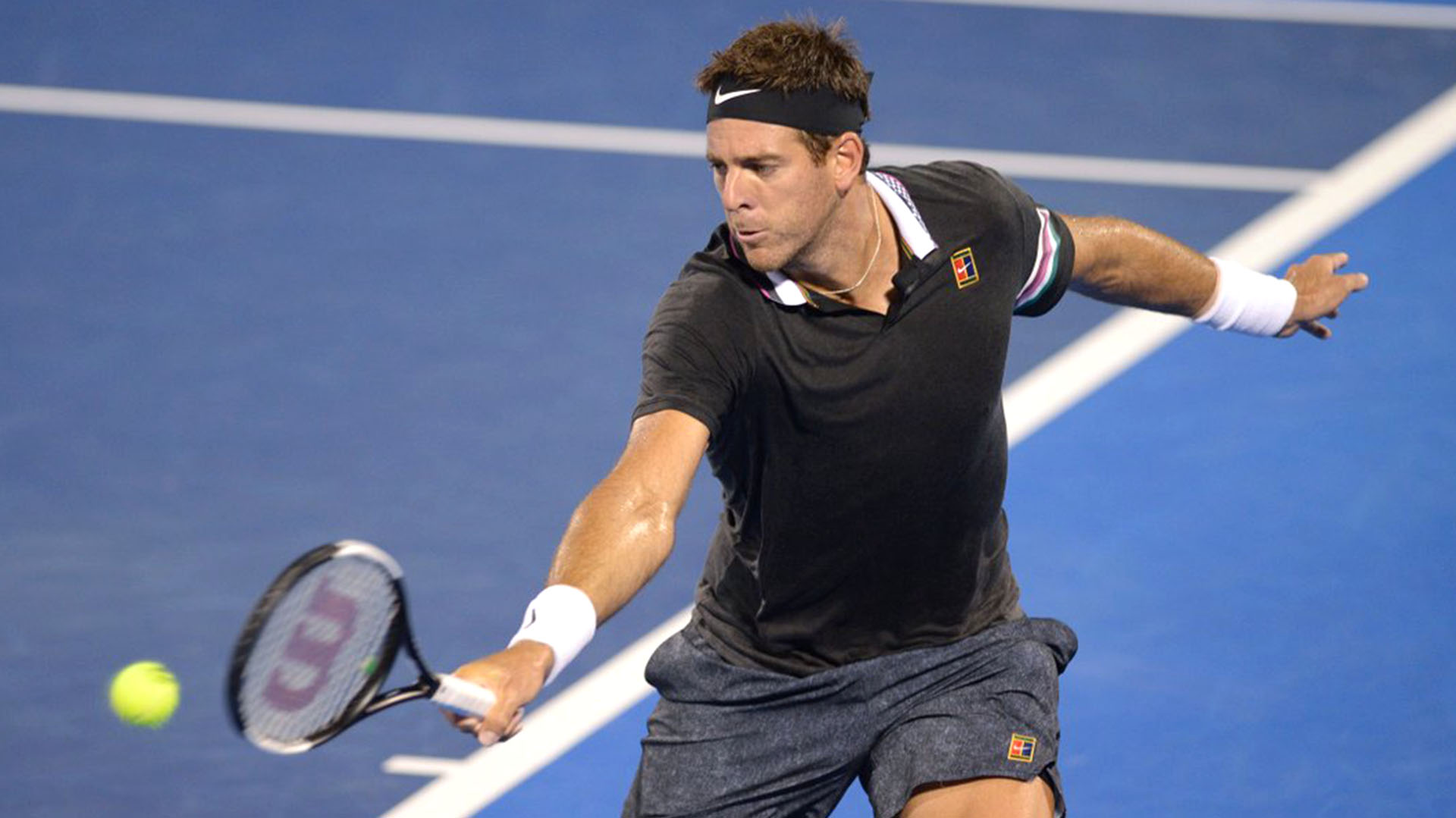 “Delpo” en su reaparición, que no fue del todo satisfactoria (Foto: @DelrayBeachOpen)