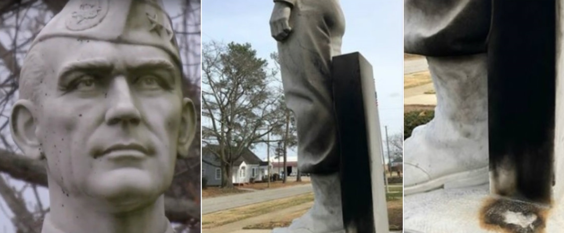 Trabajadores del Museo William C. Lee Airborne en Dunn, Carolina del Norte, encontraron a la estatua parcialmente quemada Foto: (Facebook)