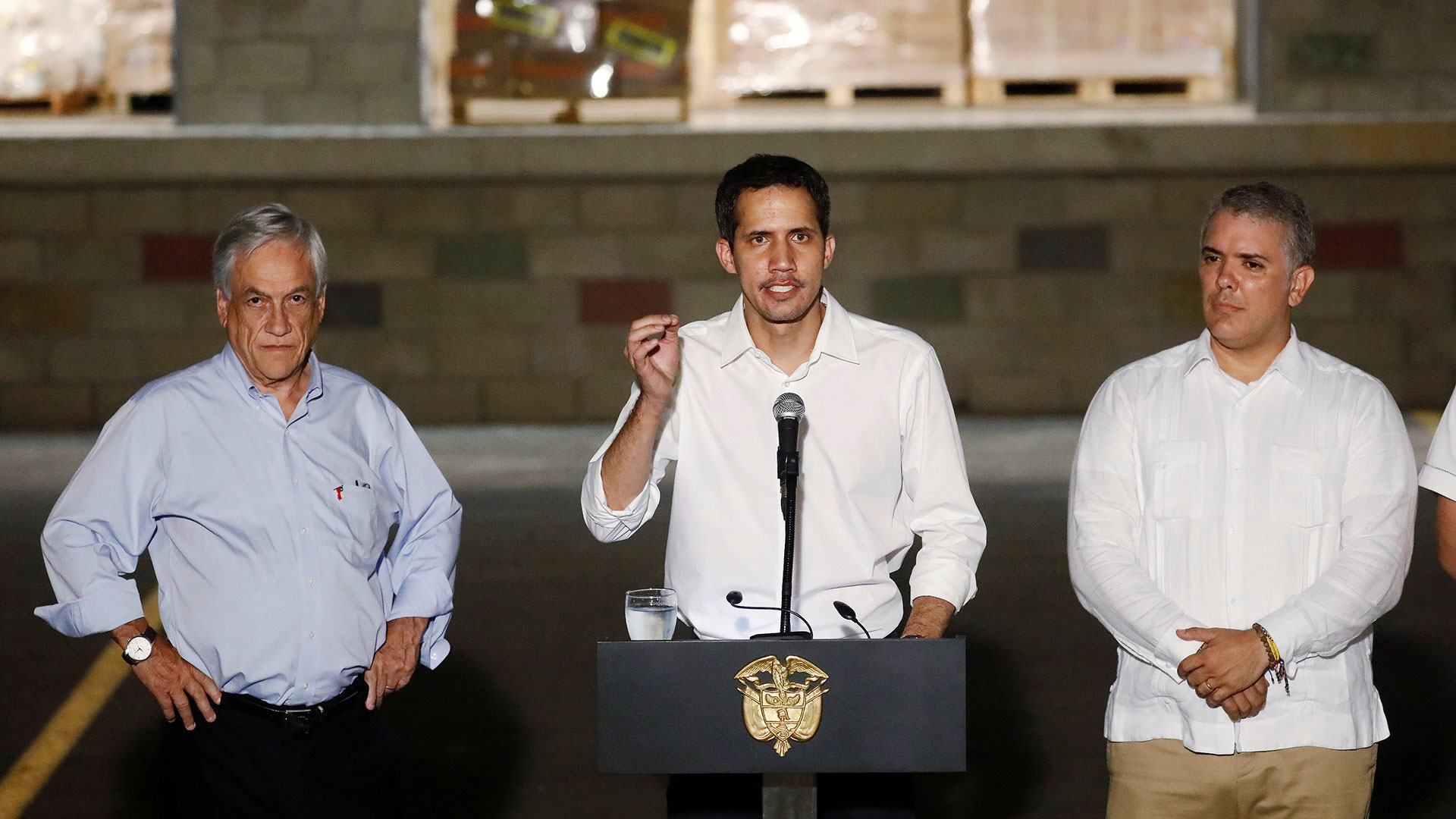 Juan Guaidó junto a Sebastián Piñera e Iván Duque (Reuters)