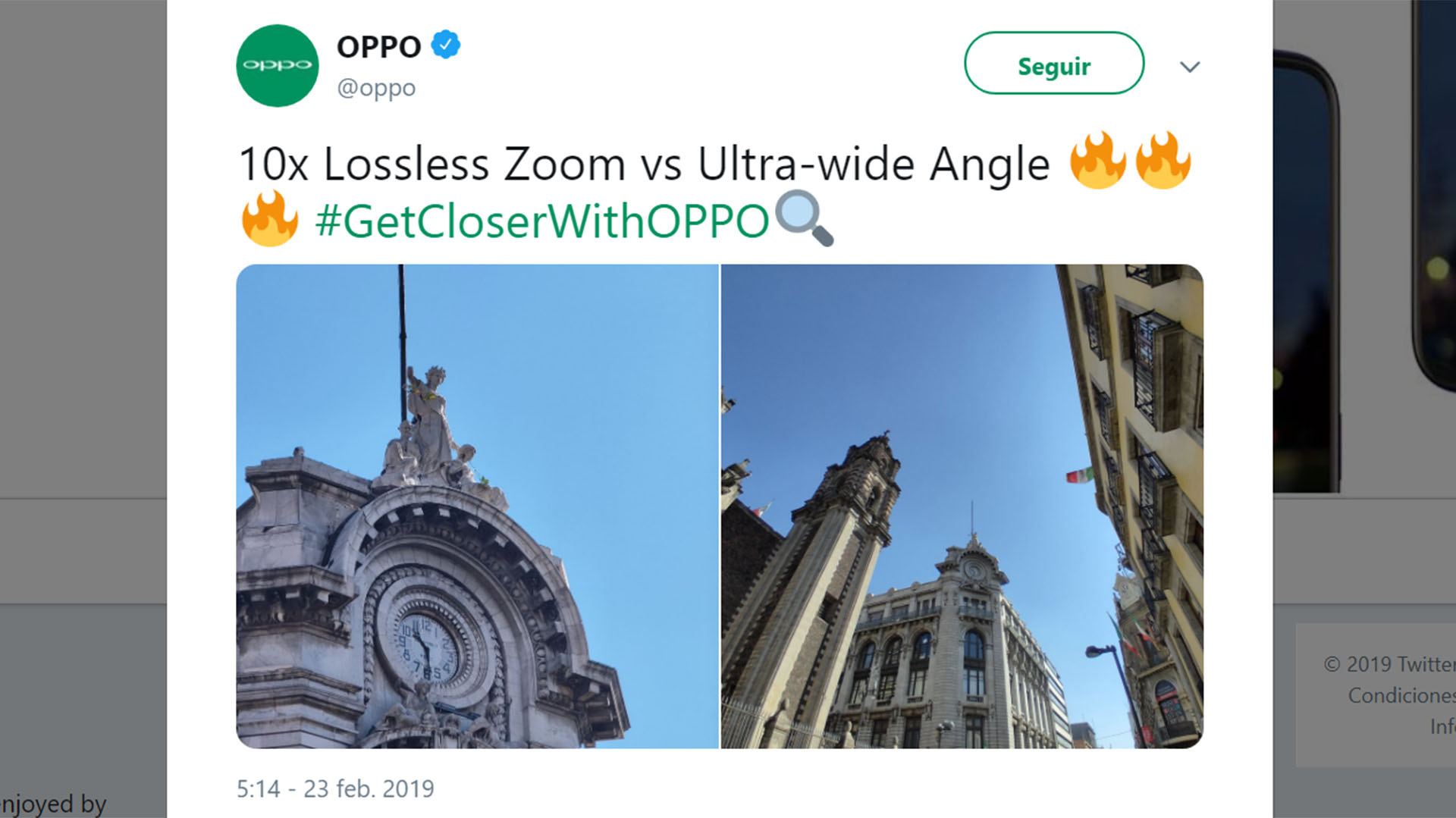 Durante la presentación, Oppo demostró las bondades de la nueva tecnología con fotos tomadas en Barcelona, en la Sagrada Familia,