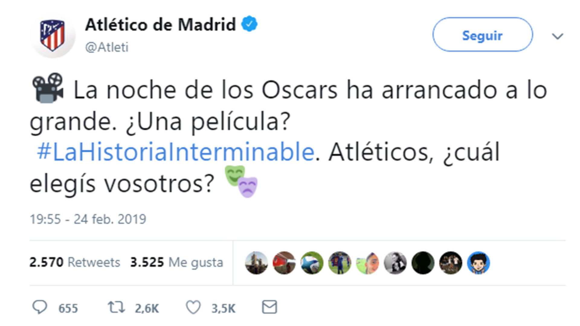 El tuit del Atlético Madrid