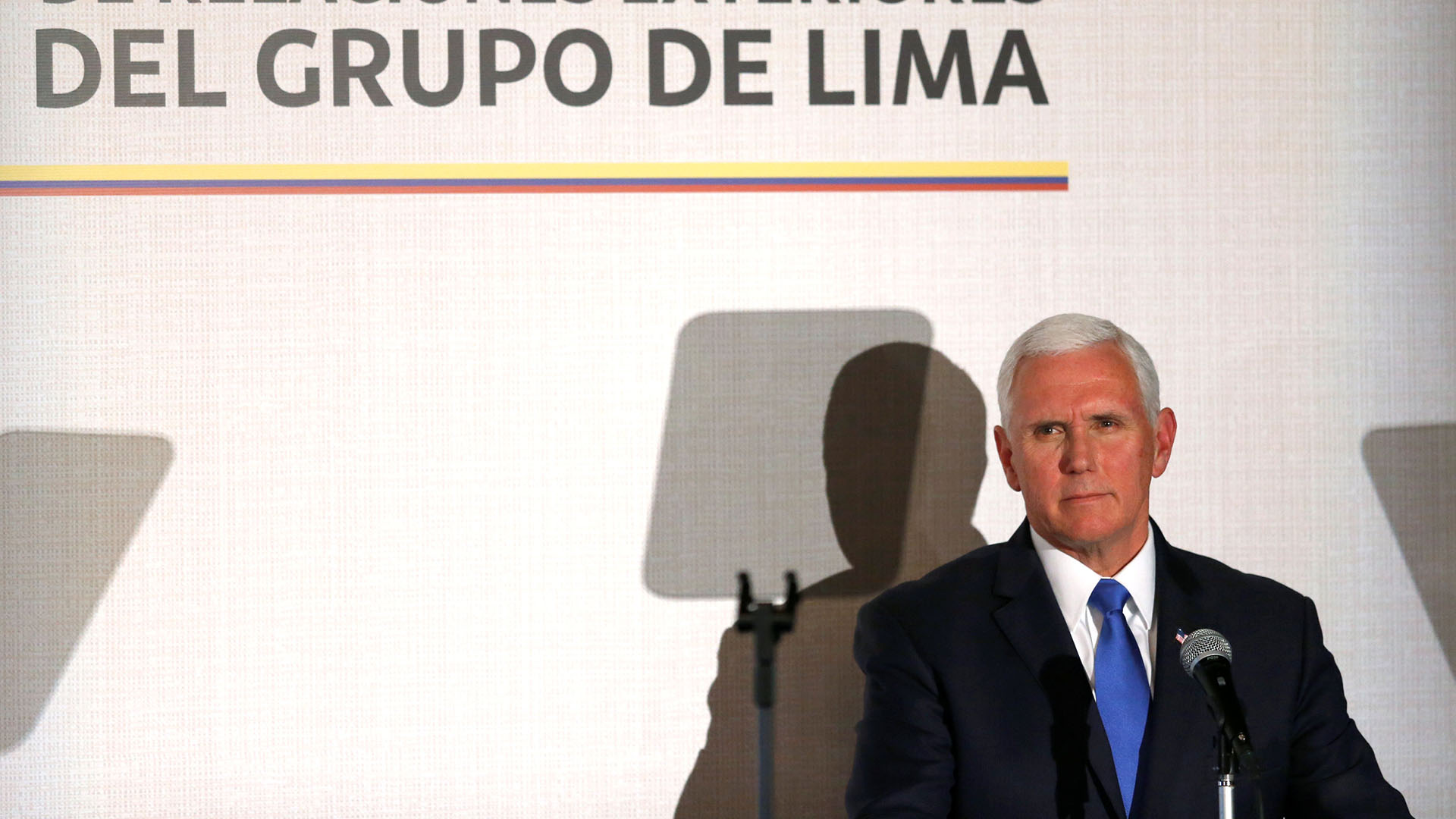 El vicepresidente de EEUU, Mike Pence, en la reunión del Grupo de Lima, donde llamó a México a sumarse a la lucha de Venezuela por su libertad. (Foto: Reuters)