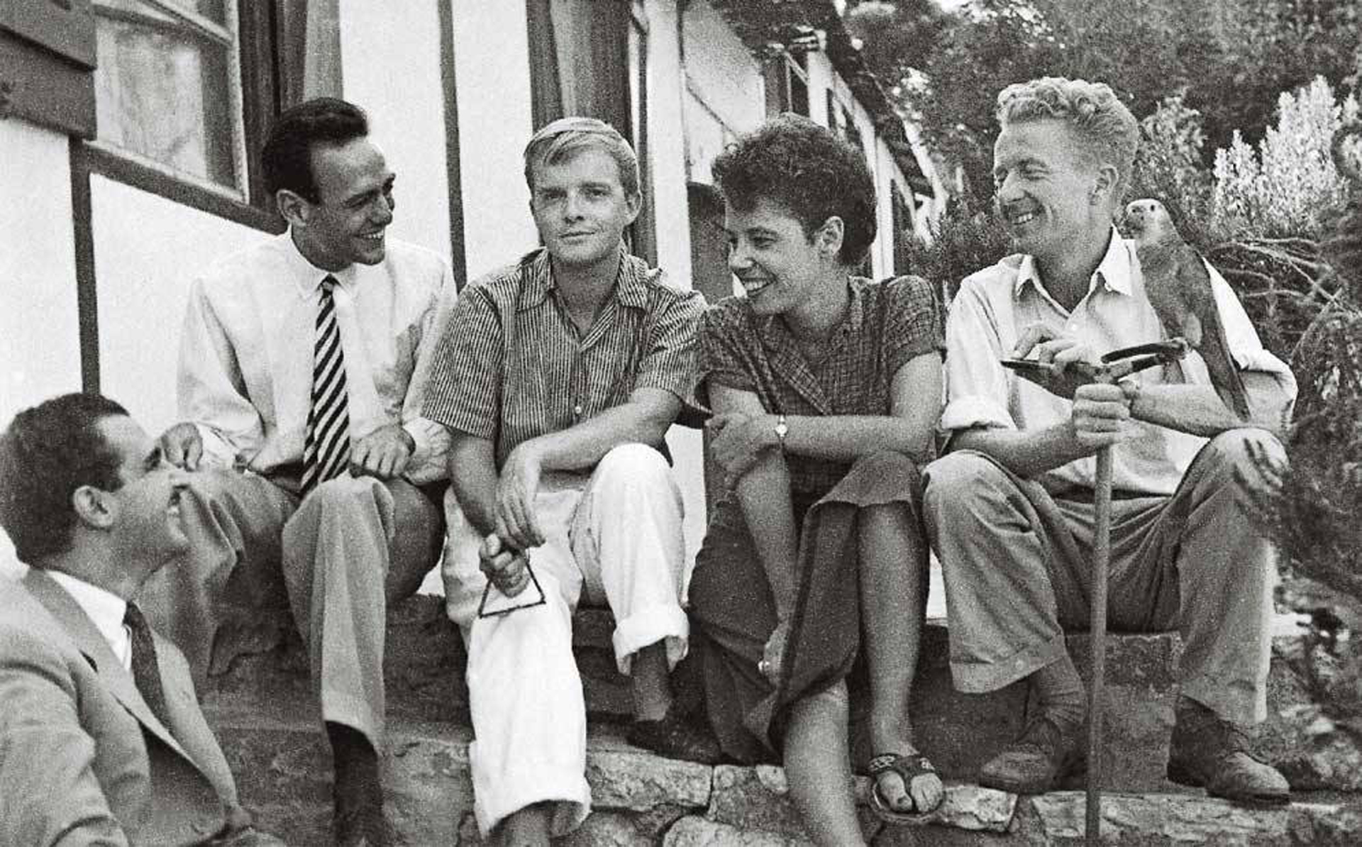 Emilio Sanz de Soto, Pepe Carleton, Truman Capote y Jane y Paul Bowles (Tanger 1949)