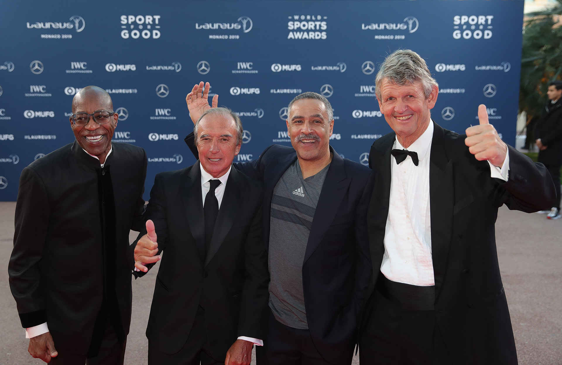 Miembros de la Academia: Edwin Moses, Hugo Porta, Daley Thompson y Morne du Plessis
