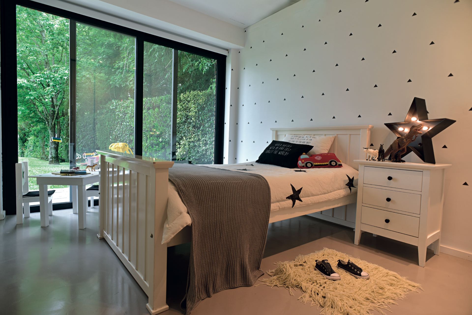 Muebles reciclados en el cuarto infantil.