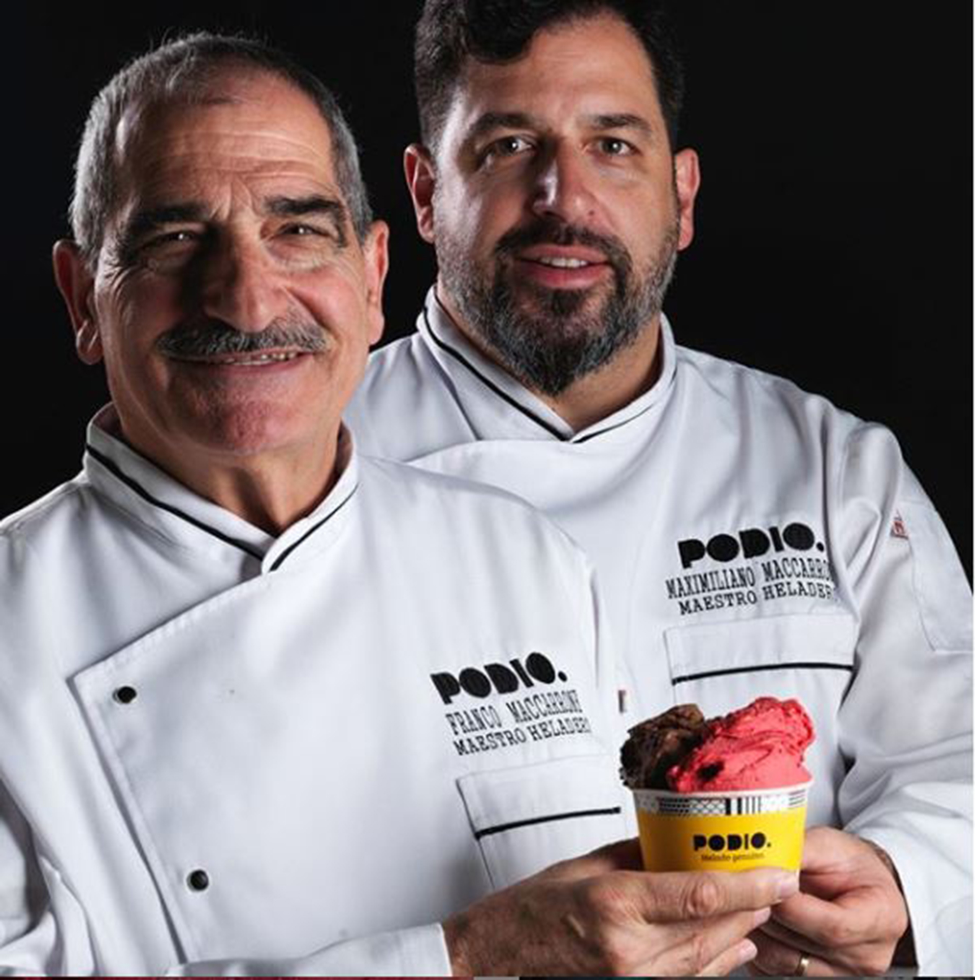 Helado de herencia, Maximiliano junto a su padre Franco (Instagram: podio.helado_genuino)