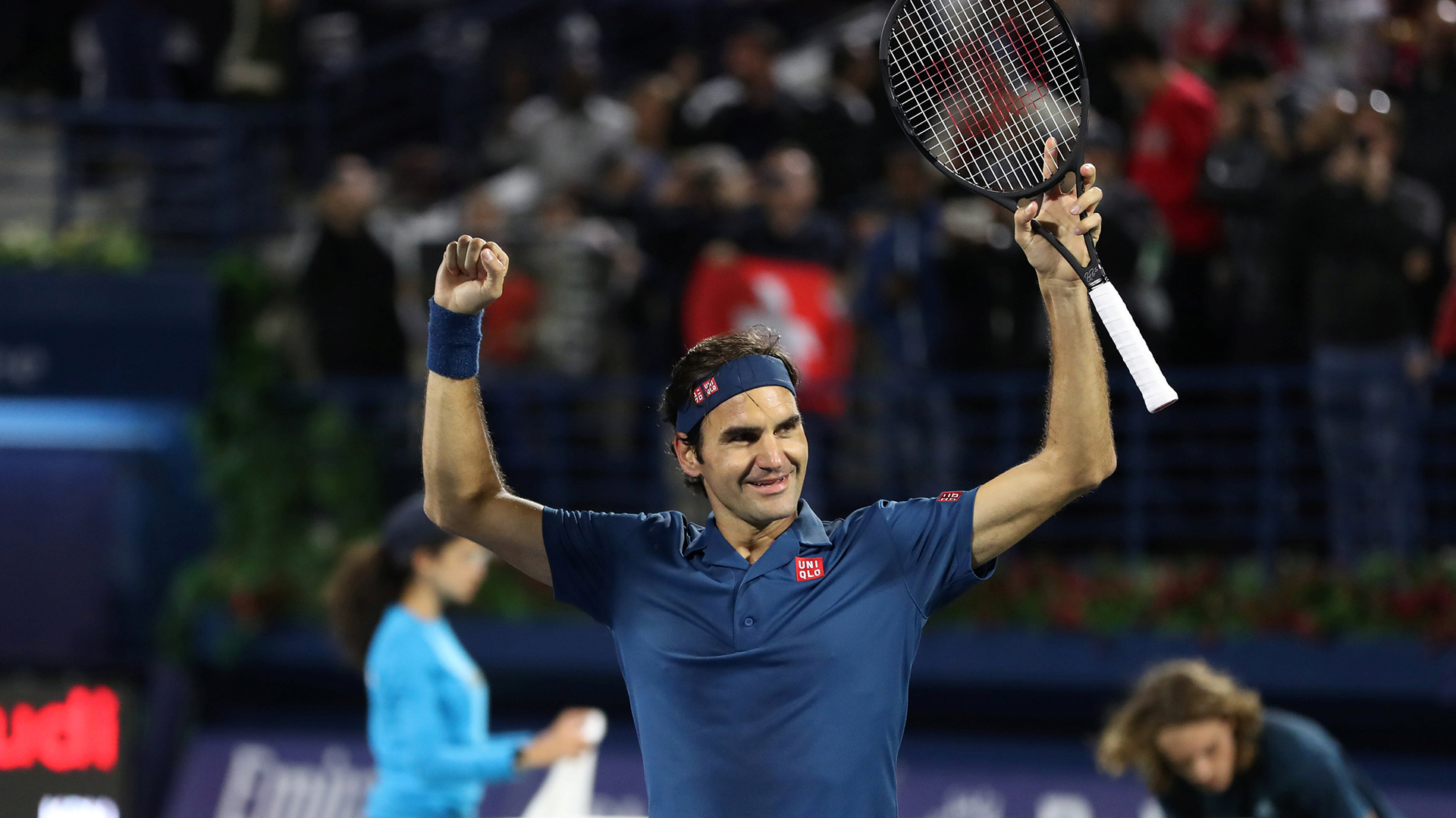El festejo de Roger tras su consagración (Reuters)