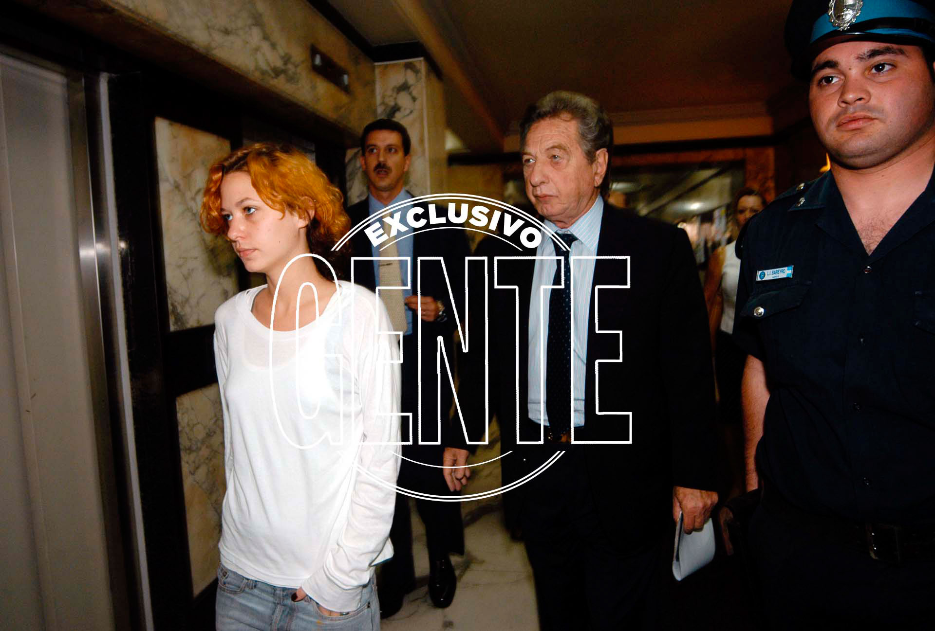 Franco Macri junto a su hija Florencia, en el juicio por su secuestro en el 2004. Foto: Enrique García Medina/GENTE