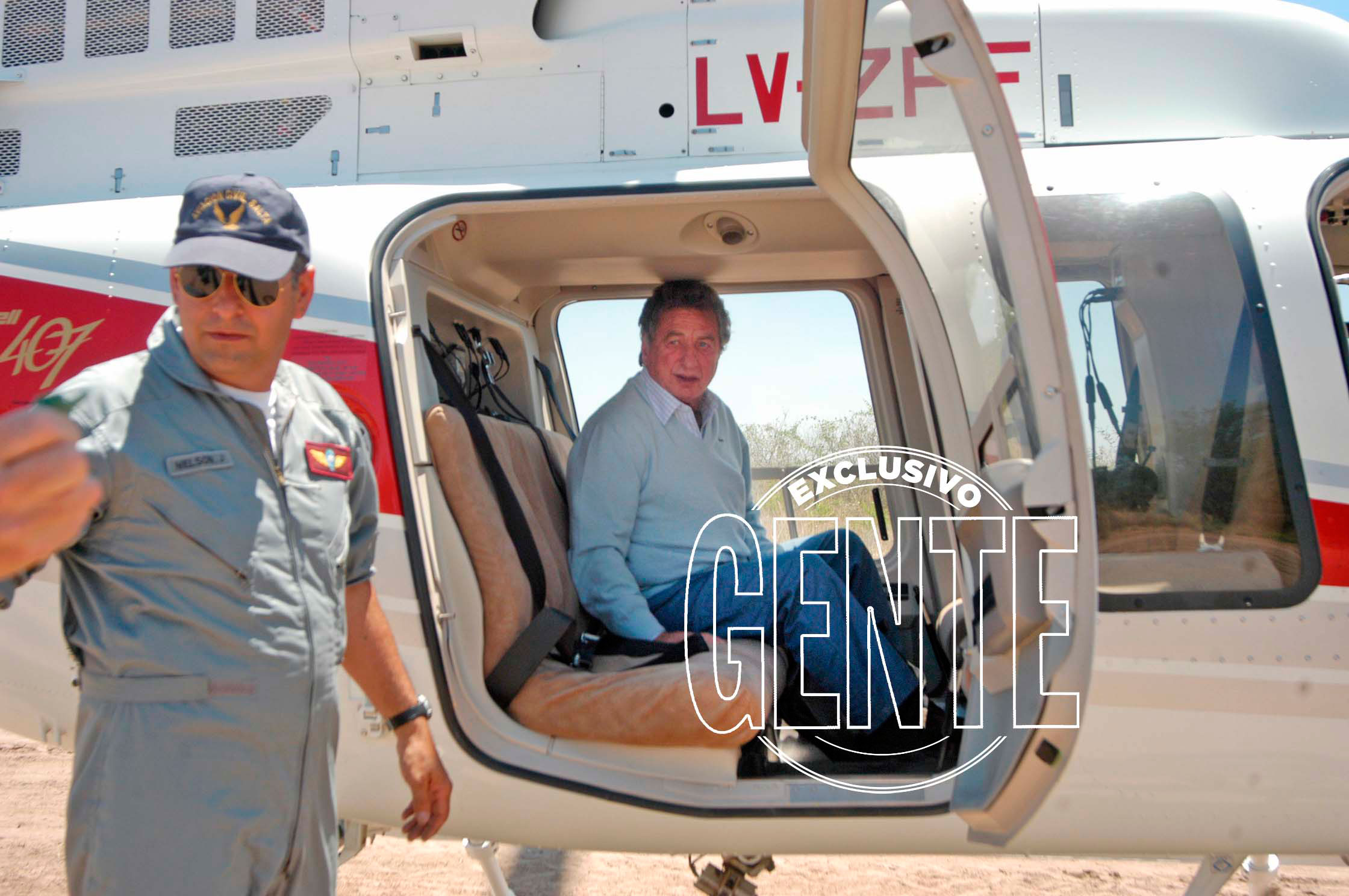 Franco Macri en su helicóptero durante su visita a su campo en Salta. Foto: Enrique García Medina/GENTE