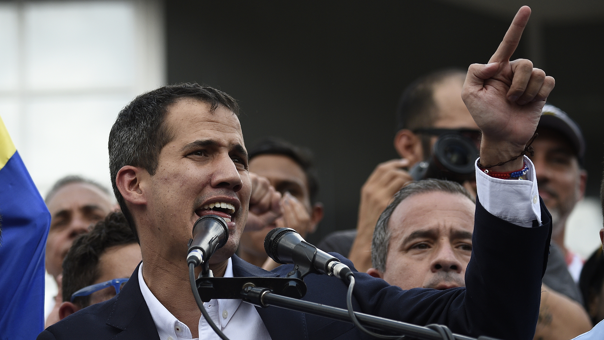 Guaidó encabezó un acto en el centro de Caracas (Photo by Federico Parra / AFP)