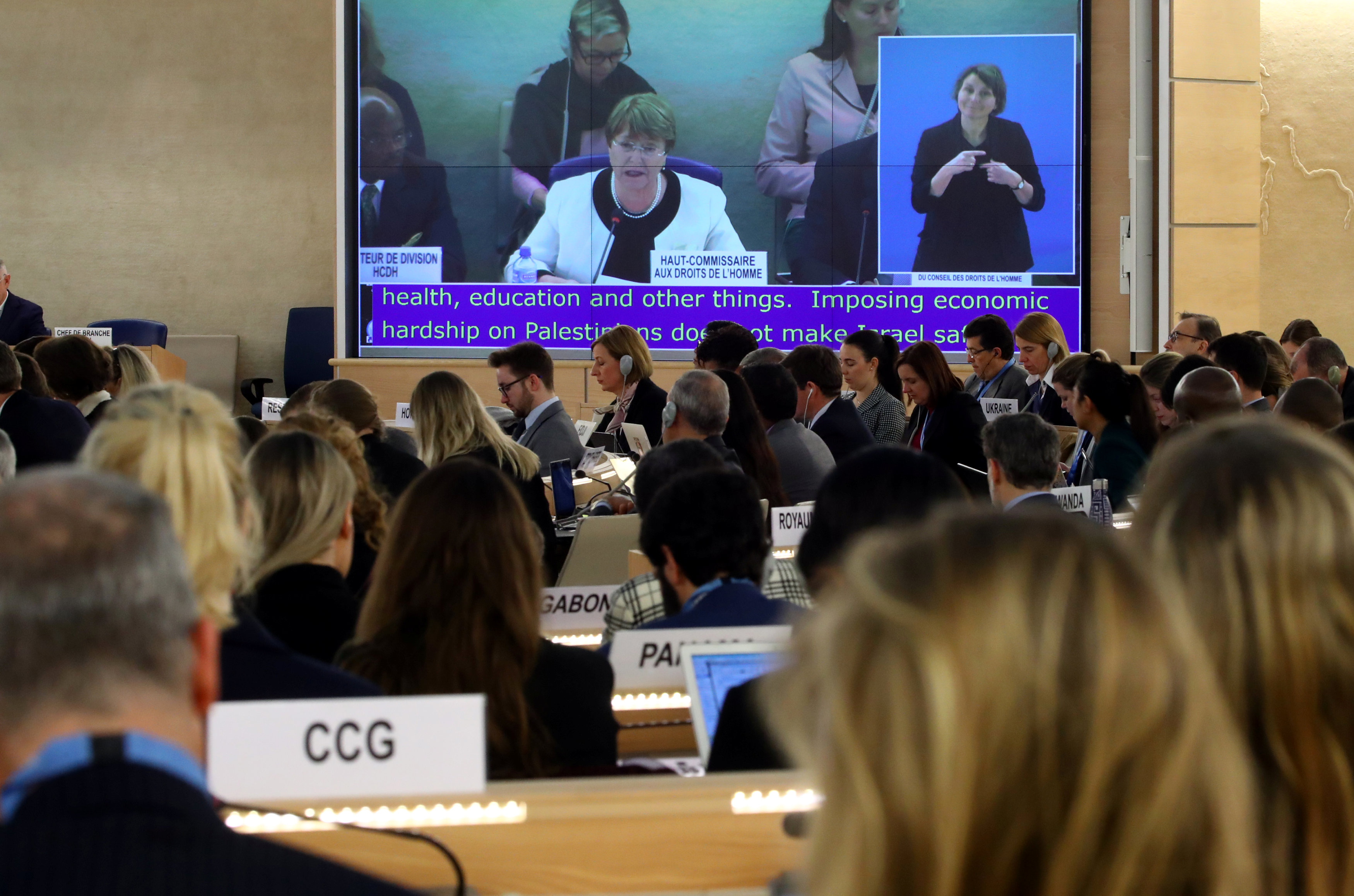 Michelle Bachelet durante la cumbre en Ginebra (REUTERS/Denis Balibouse)