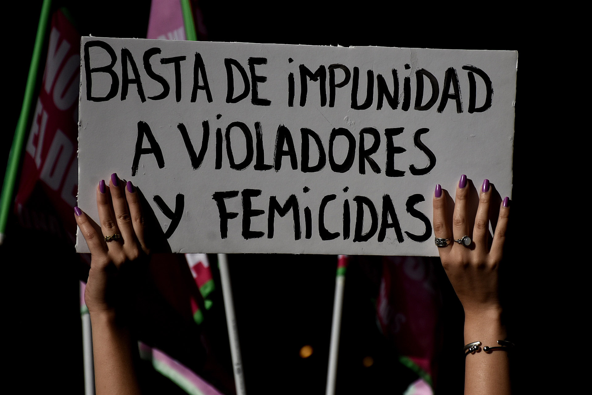 “Basta de femicidio”, una de las consignas de la protesta (Nicolás Stulberg)