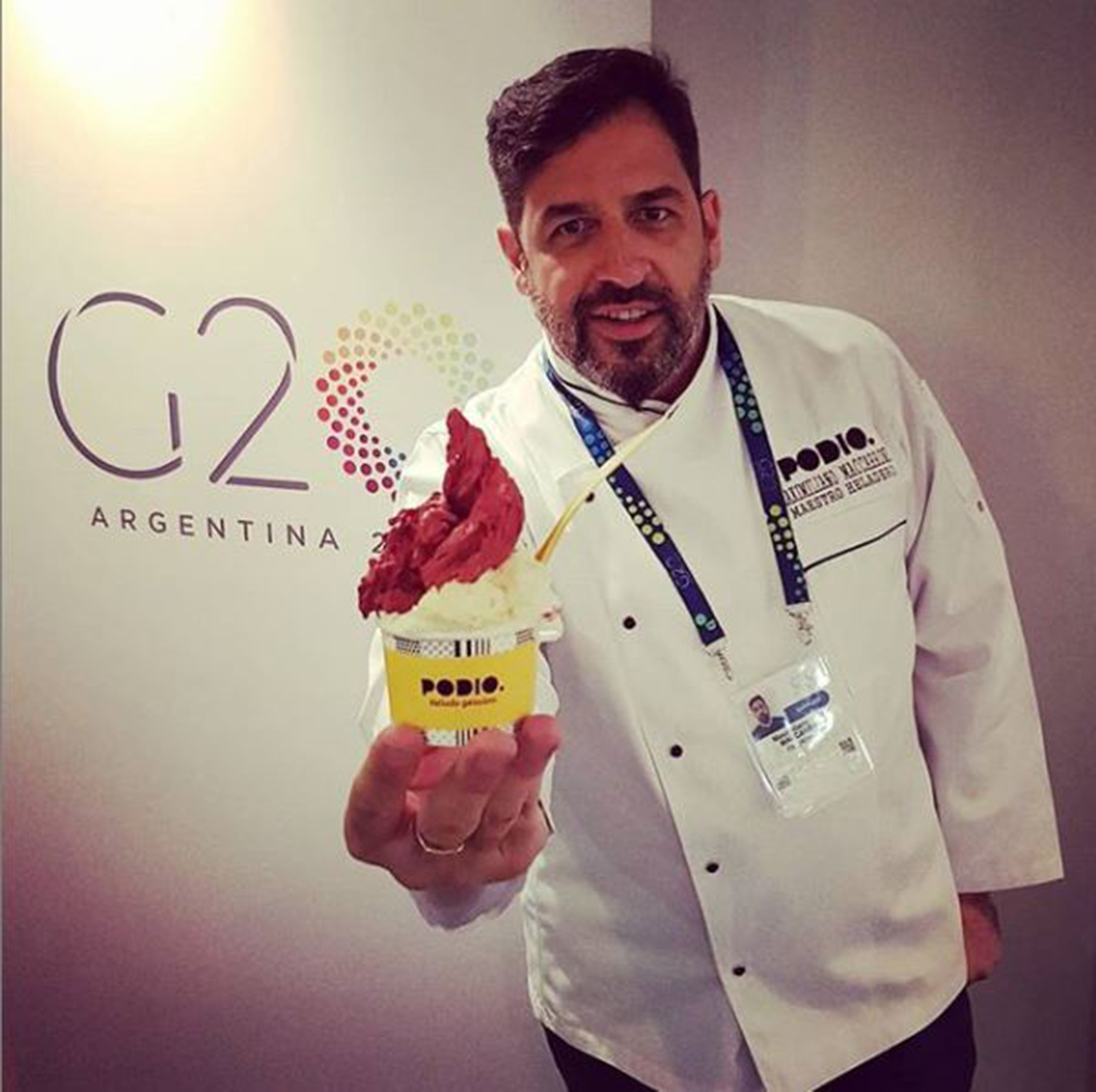 Maximiliano participó con Podio como el helado oficial del G20 en el mes de noviembre. Los líderes mundiales probaron el helado artesanal