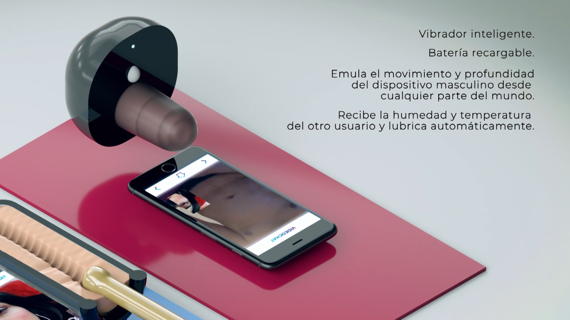 La app permite tener un video chat para poder interactuar con el otro usuario, mientras se usa el dispositivo.