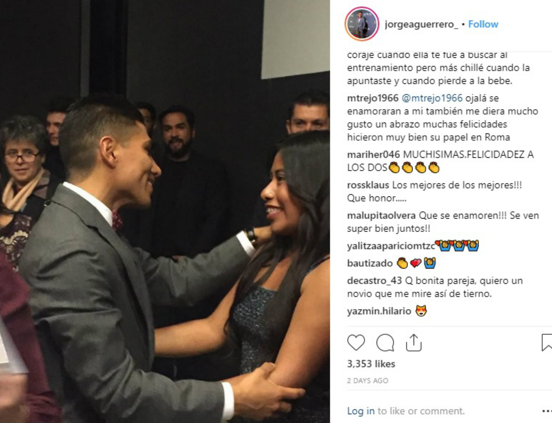 La foto de los actores que conmovió (Instagram: jorgeaguerrero)