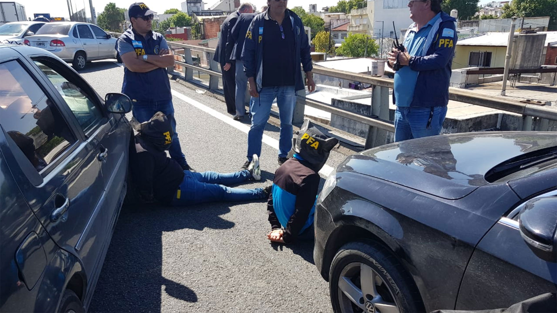 Los detenidos sobre la Autopista 25 de Mayo, mano a Capital Federal