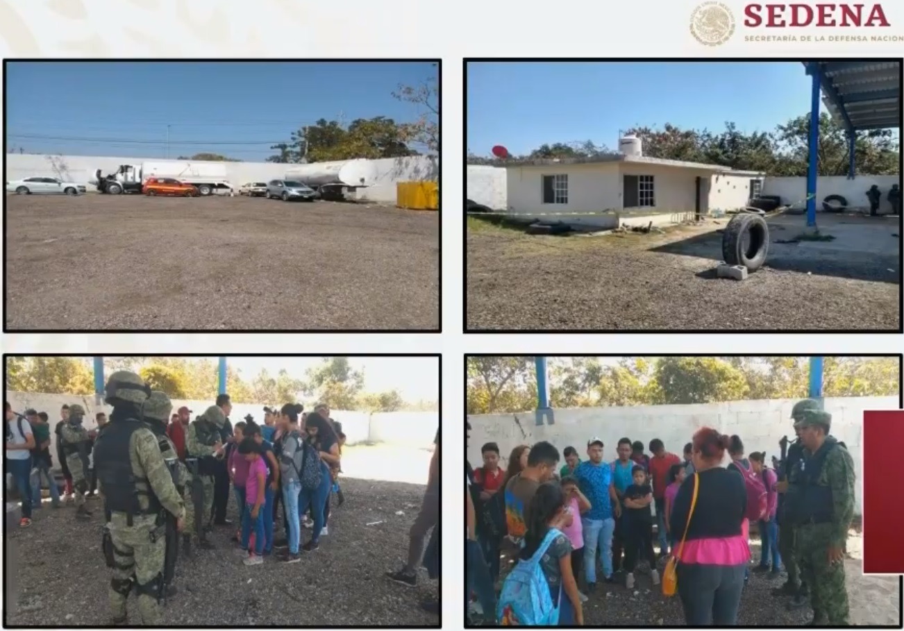 34 migrantes, entre ellos varios niños, fueron rescatados este miércoles en Tamualipas por parte de elementos del ejército y la marina, en un predio donde se encontraban retenidos en contra de su voluntad Foto: (Captura de pantalla)