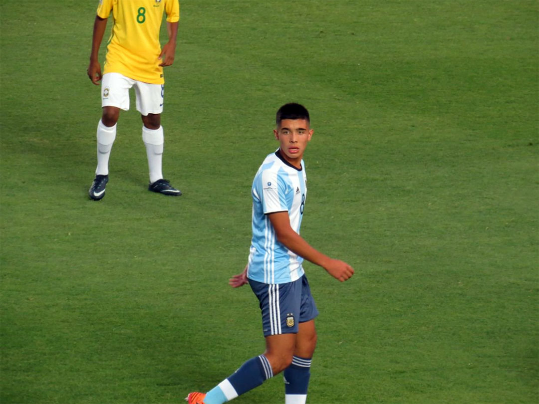 Sforza durante la final del Sudamericano Sub 15 en 2017 frente a Brasil