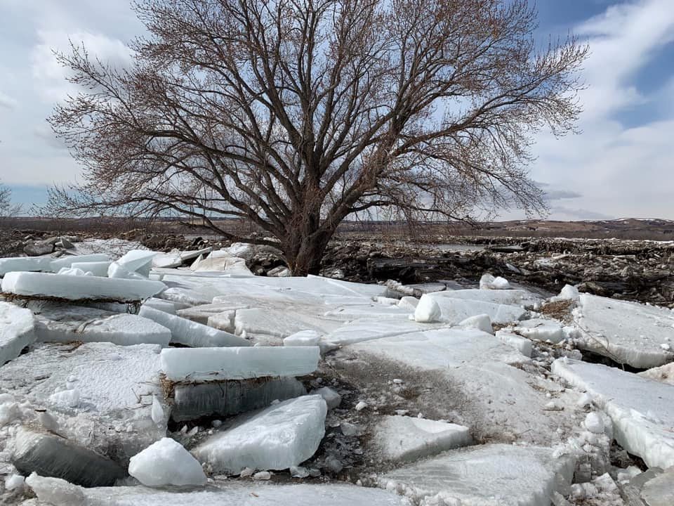 Los restos de una histórica inundación en Niobrara, Nebraska