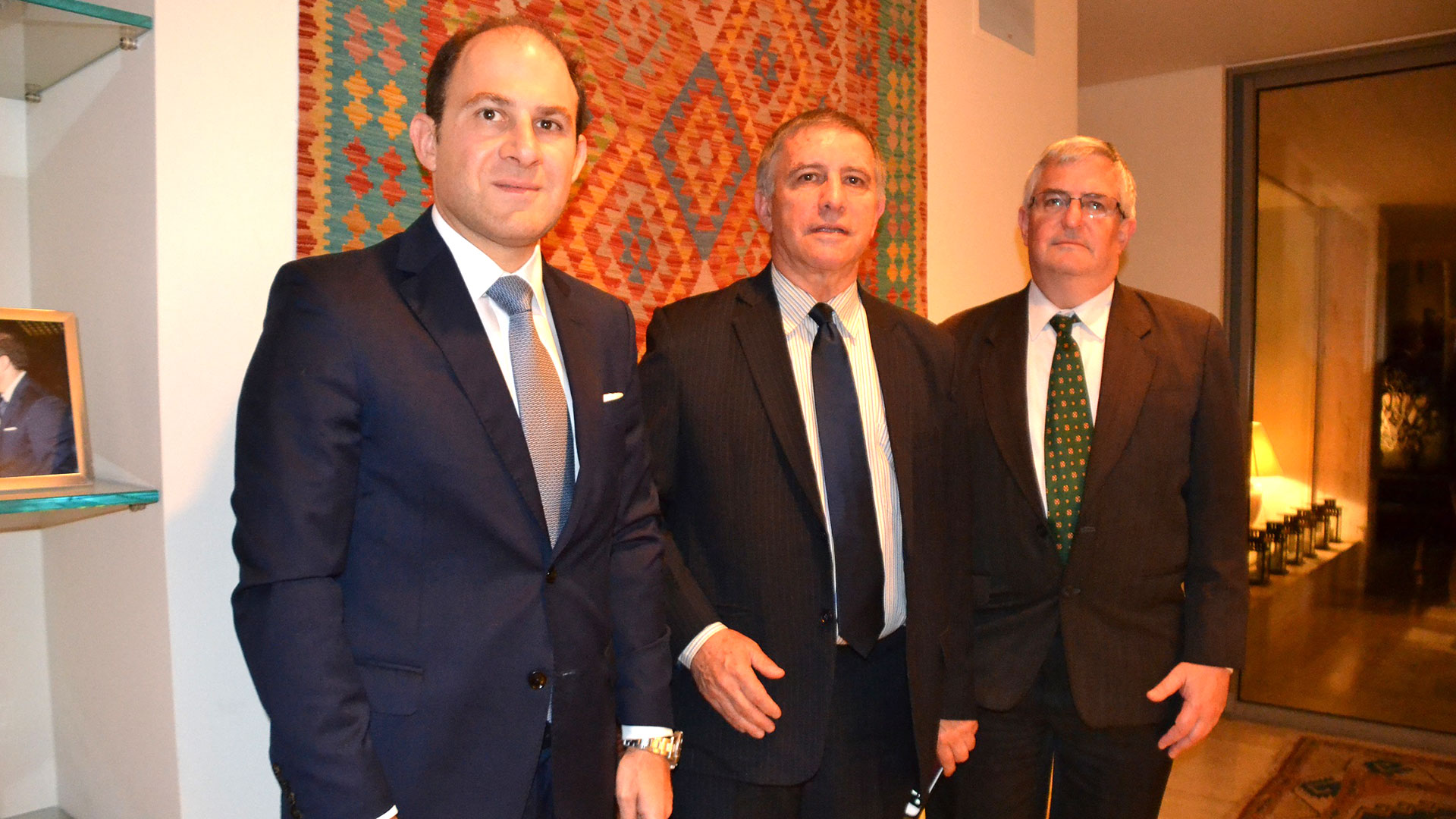 Mariano Caucino, Daniel Carmon y Shmulik Bass, el director del Departamento para America Latina de la Cancilleria israeli
