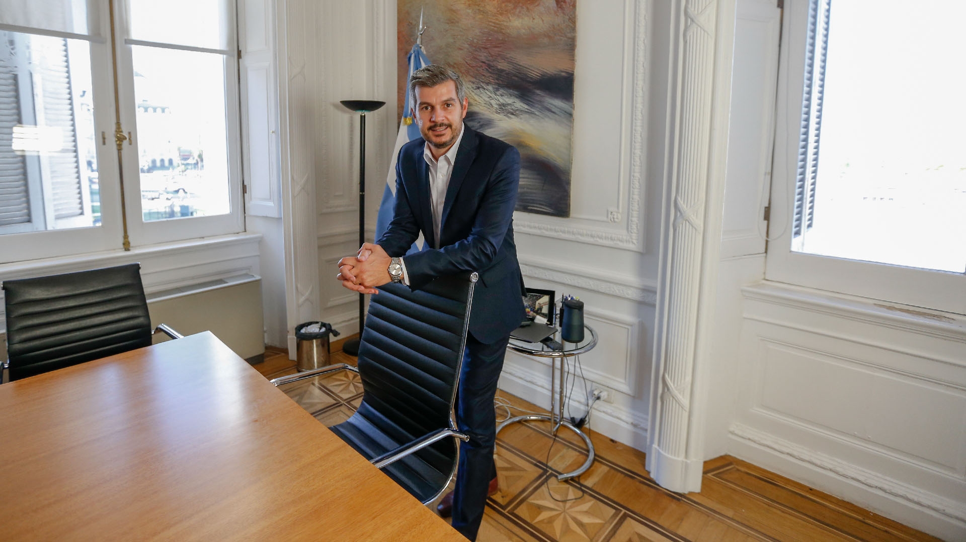 Marcos Peña, en su despacho de Casa de Gobierno. Está enojado con la intervención de la Corte en el caso de la obra pública que tiene a Cristina Kirchner como acusada (Foto de archivo: Nicolás Aboaf)