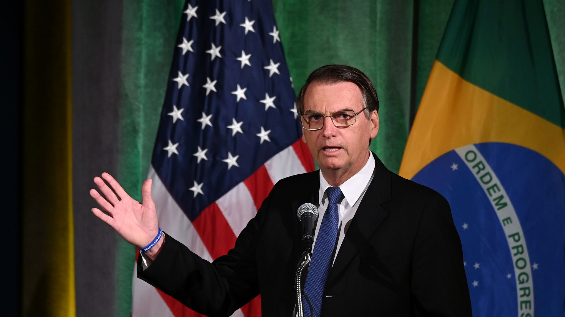 Jair Bolsonaro dio un discurso ante la Cámara de Comercio de EEUU (REUTERS/Erin Scott)