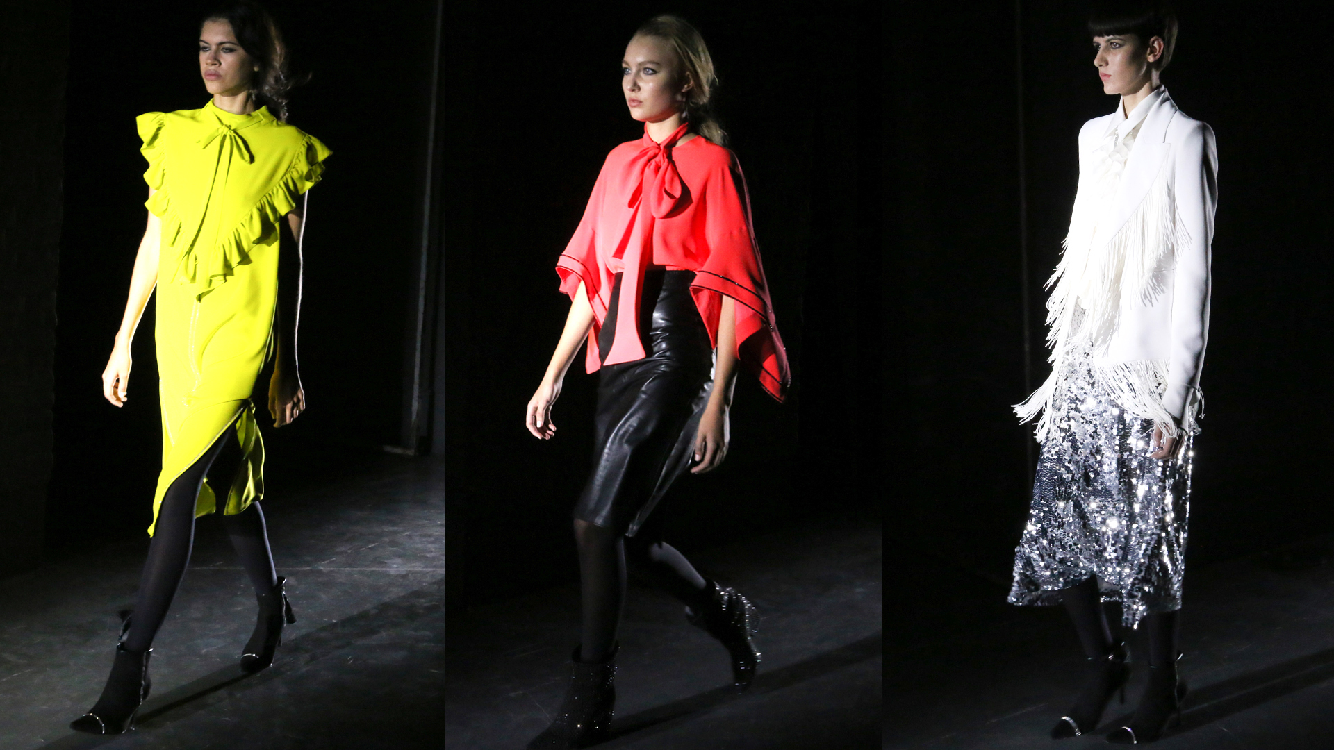 Verde lima, coral y off white, los tonos de la paleta de colores de la colección.