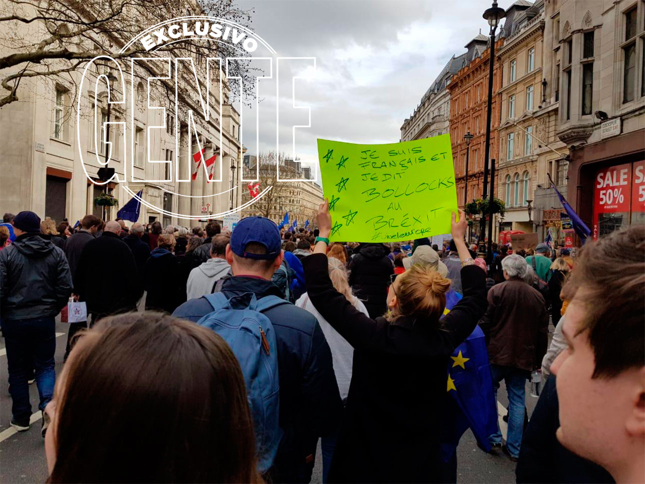 Un francés también marchó en apoyo a la continuidad británica en la Unión Europea. Foto: Revista GENTE