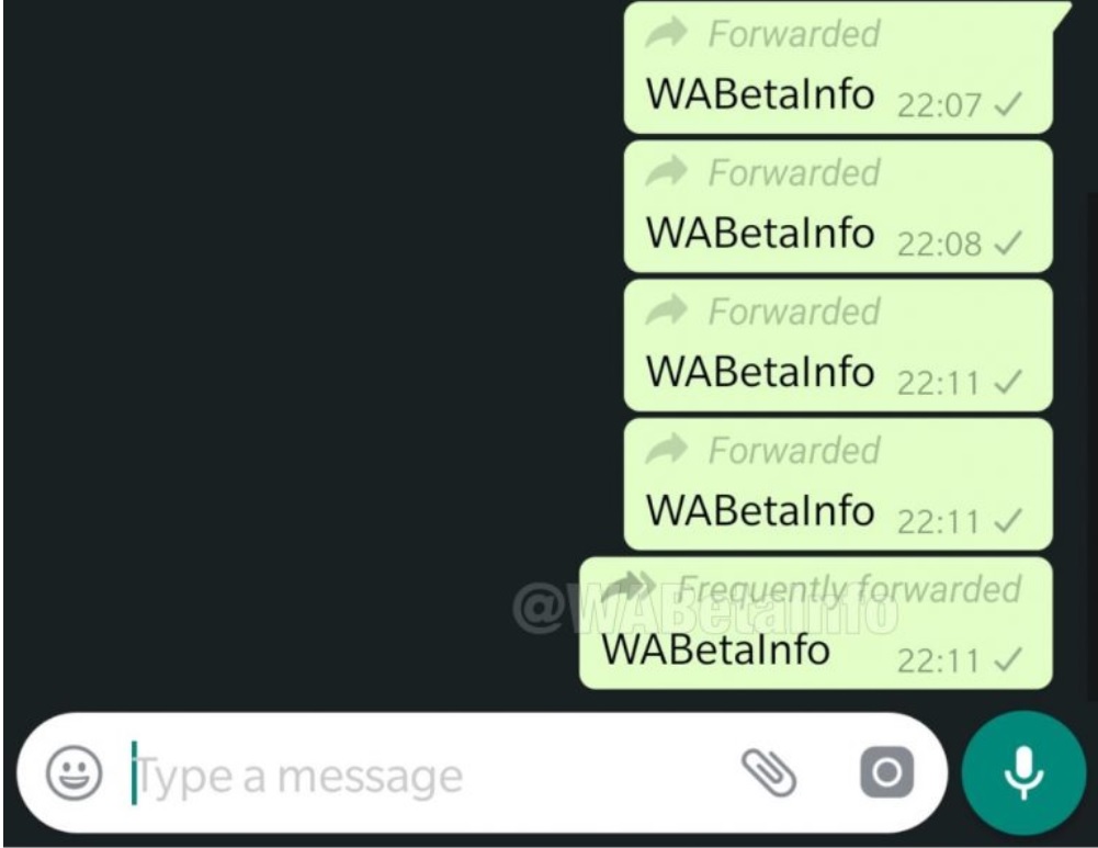 Los mensajes que hayan sido reenviado más de cuatro veces aparecerán con la etiqueta “Reenvío frecuente” (WaBetaInfo).