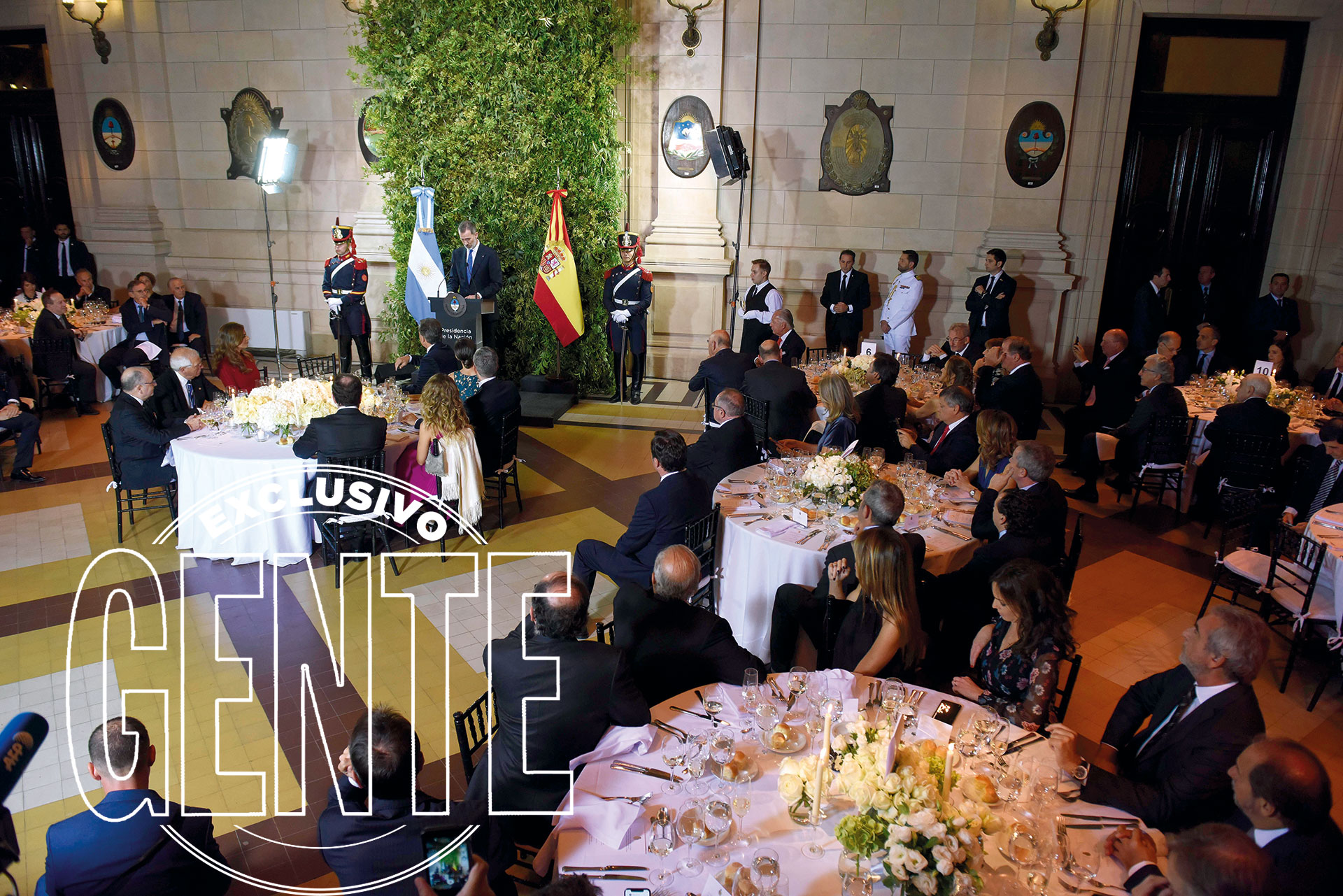 Una vista del salón del CCK donde tuvo lugar la cena de honor a los reyes de España. Foto: Matías Campaya/GENTE