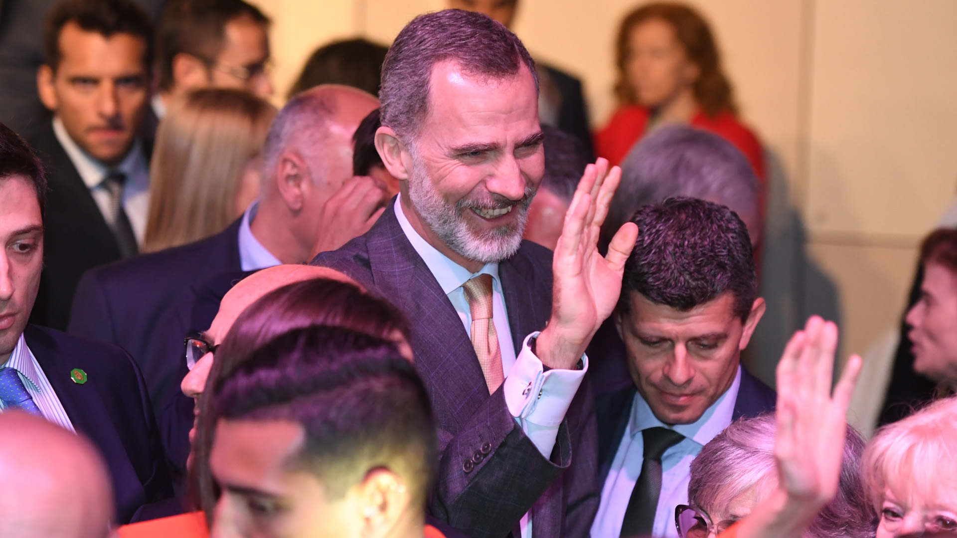 El Rey saludando a los miembros de la colectividad española de la Argentina