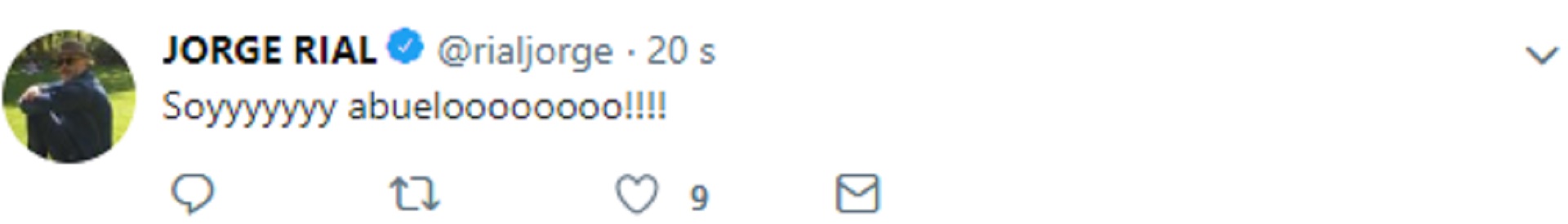 El tuit de Jorge Rial anunciando el nacimiento de su primer nieto