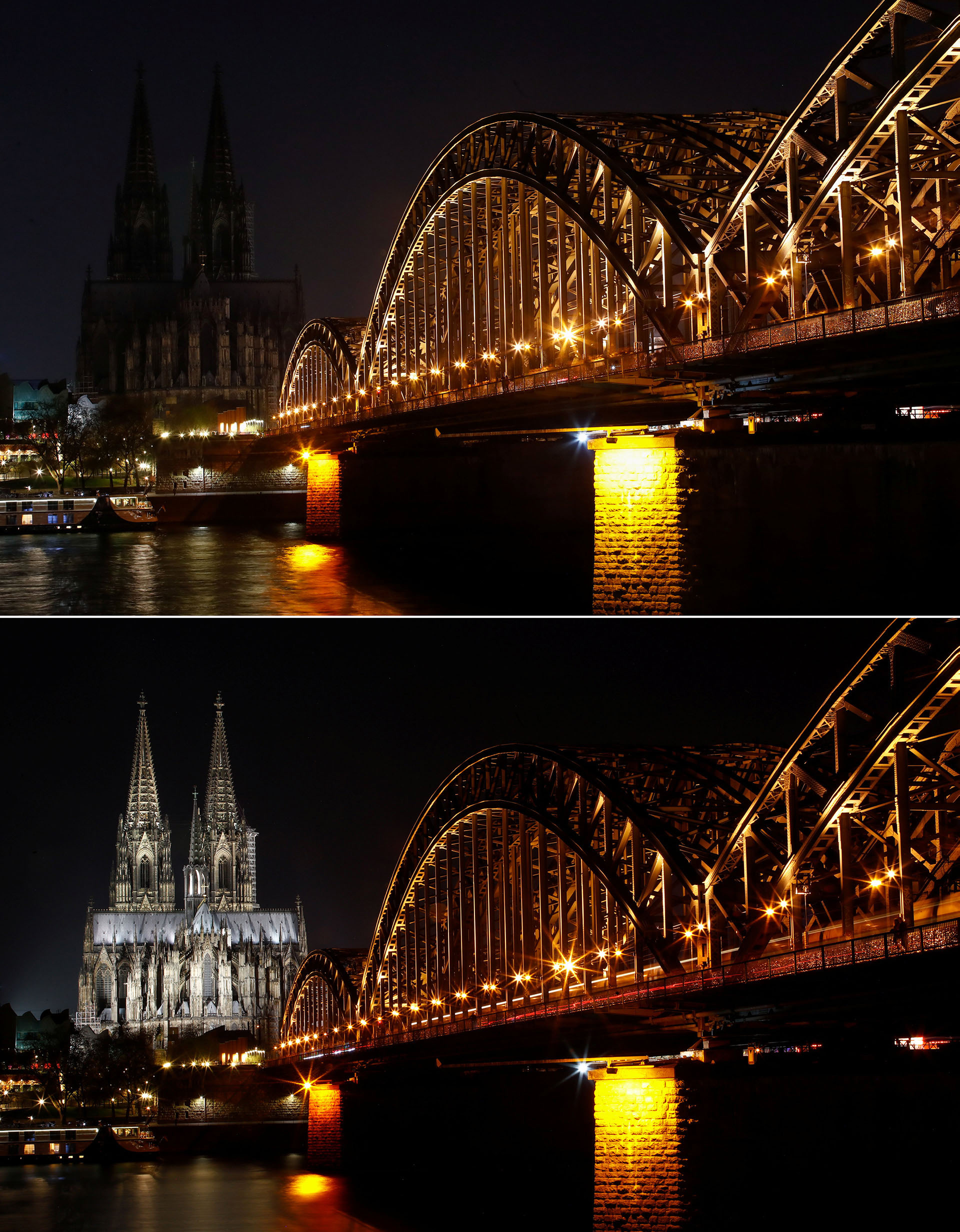 La catedral de Colonia y el puente Hohenzollern, sobre el río Rin, en Alemania