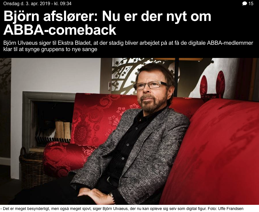 Bjorn Ulvaeus entrevistado por ekstrabladet.dk