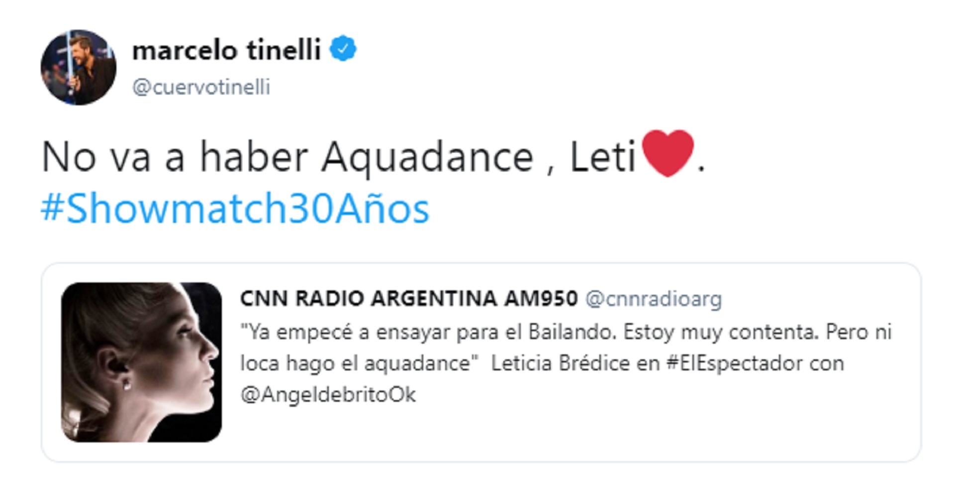 El tuit de Marcelo Tinelli sobre la ausencia del aquadance en el “Bailando 2019”