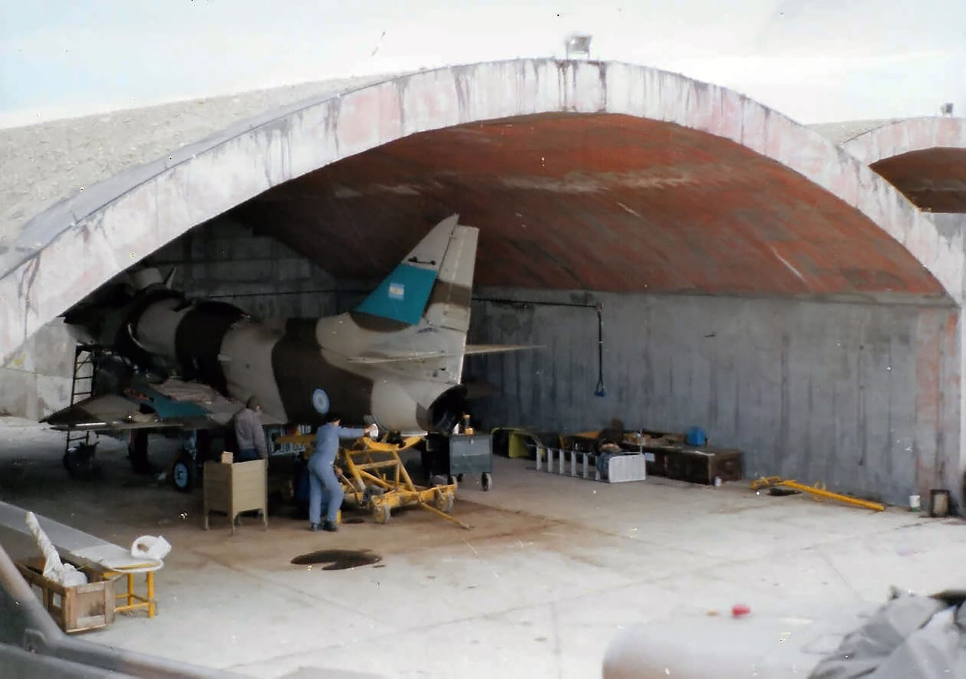 El hangar de la FAS donde se preparaban a las naves