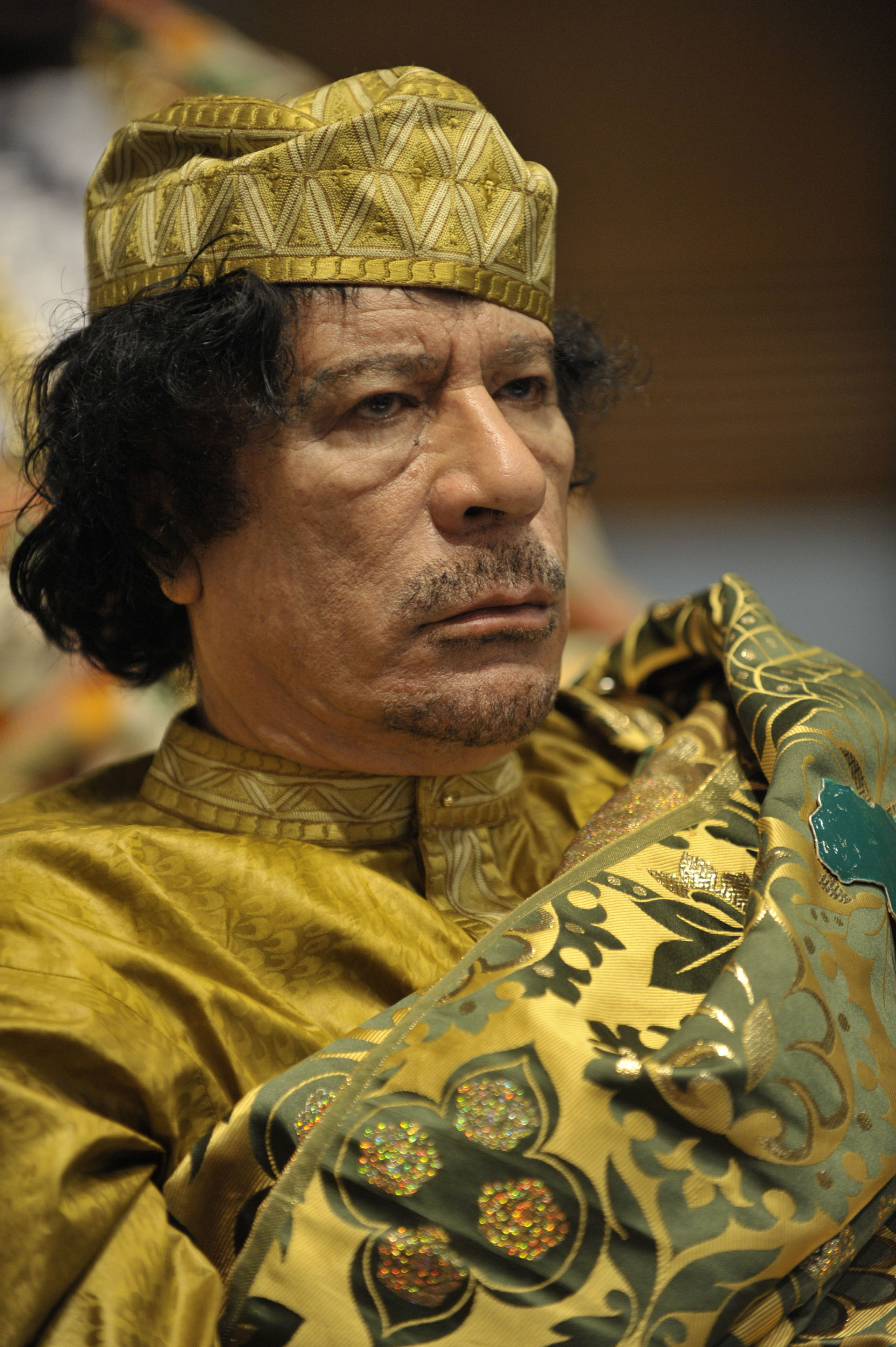 Gaddafi en la 12ª Cumbre de la Unión Africana, en febrero de 2009. Llevaba 40 años en el poder (U.S. Navy photo)