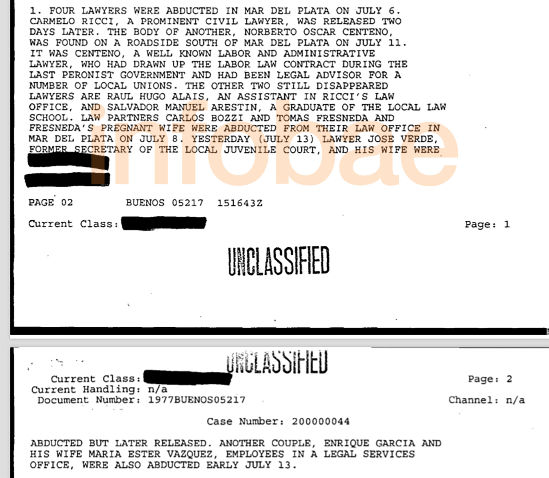Continuación del primer documento desclasificado por la FOIA sobre el secuestro de los abogados